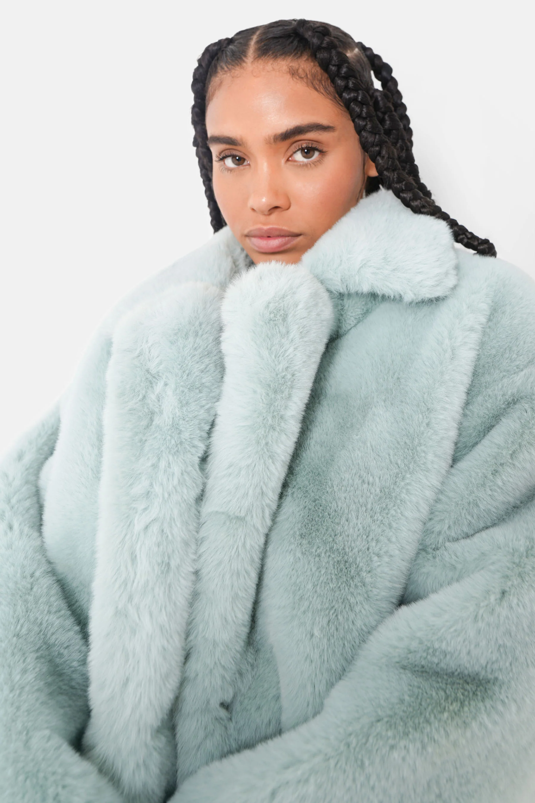 Veste oversize fourrure vert pastel - Image 4