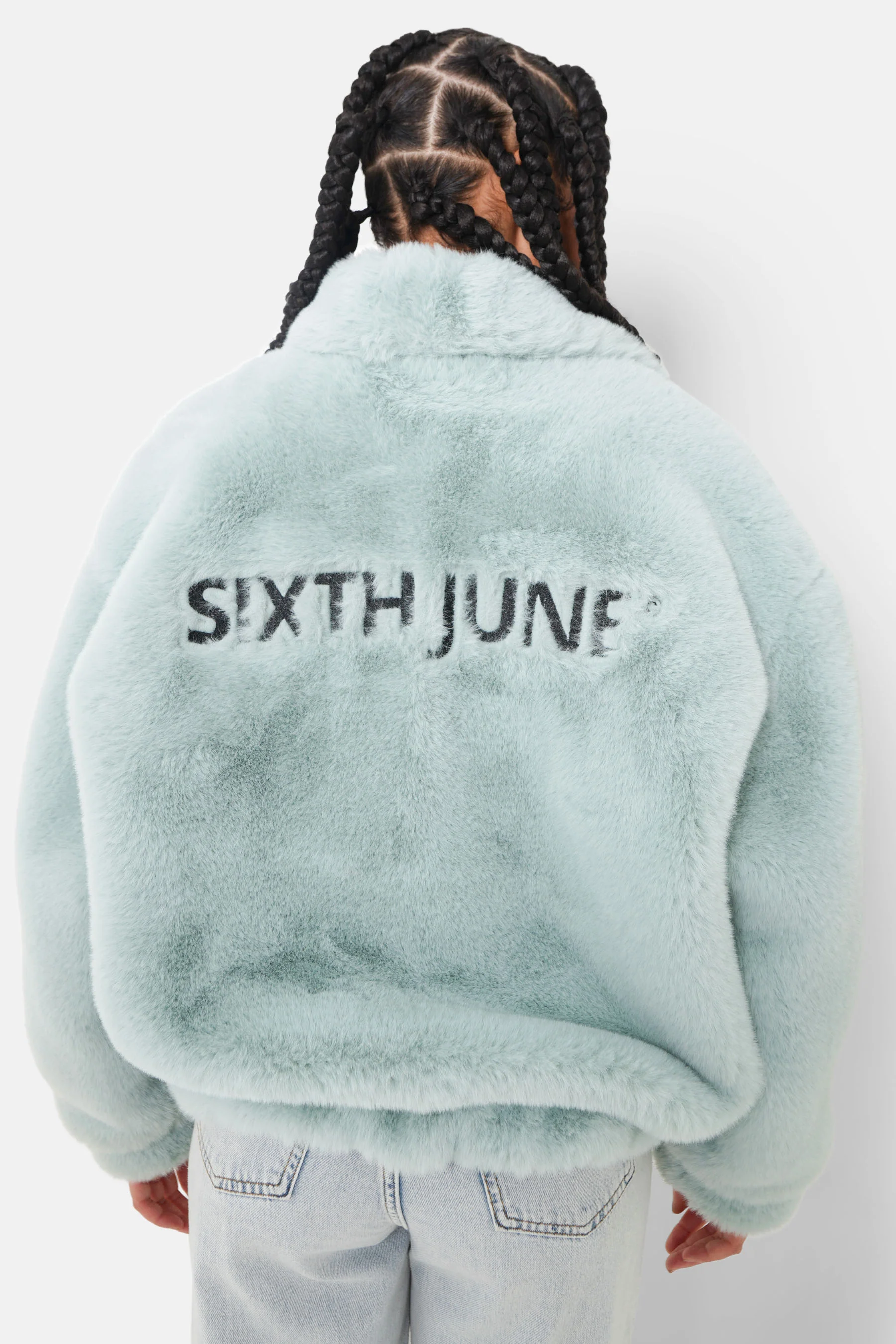 Veste oversize fourrure vert pastel - Image 5