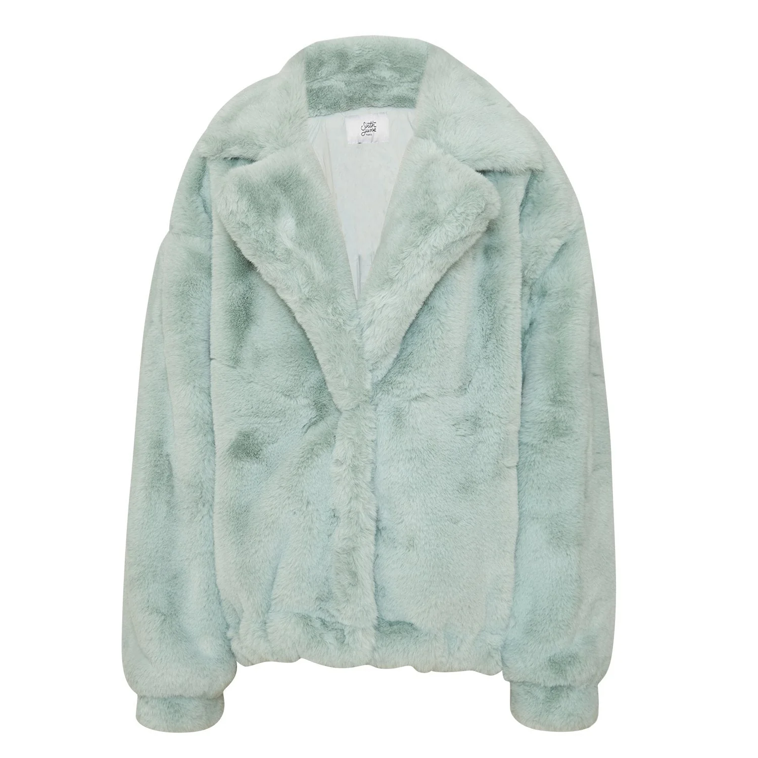 Veste oversize fourrure vert pastel - Image 6
