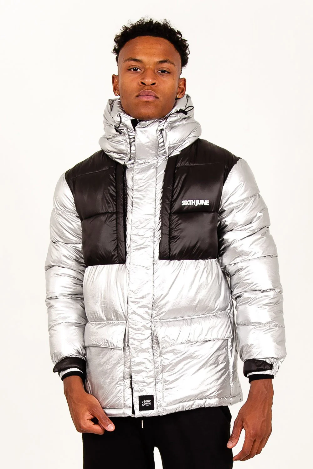 Doudoune oversize technique gris métallique