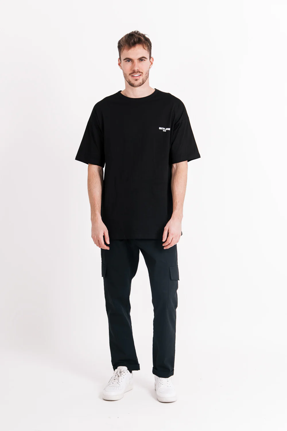 T-shirt manches courtes floral oversize noir - Image 6