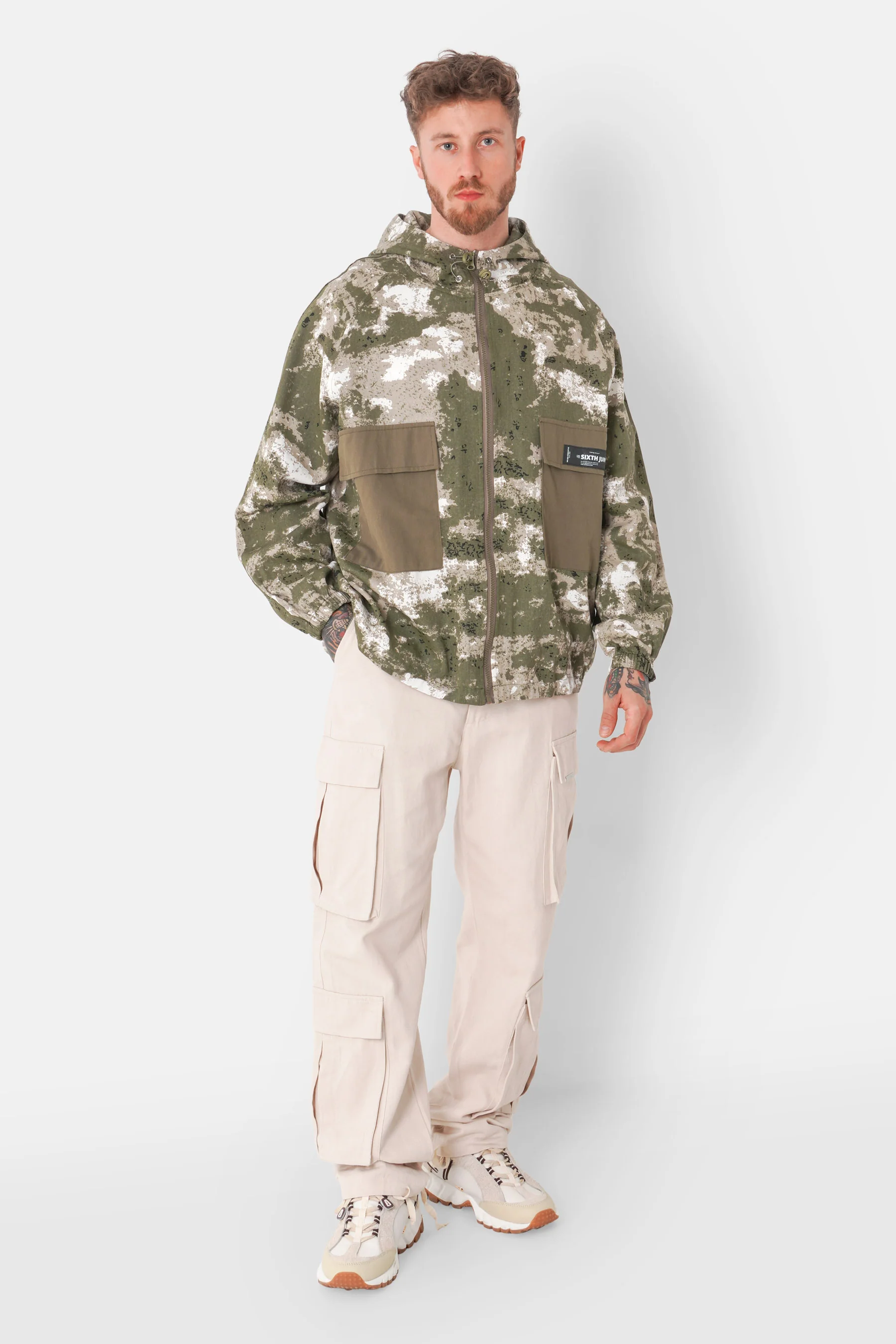 Veste capuche camouflage cargo Vert - Image 2