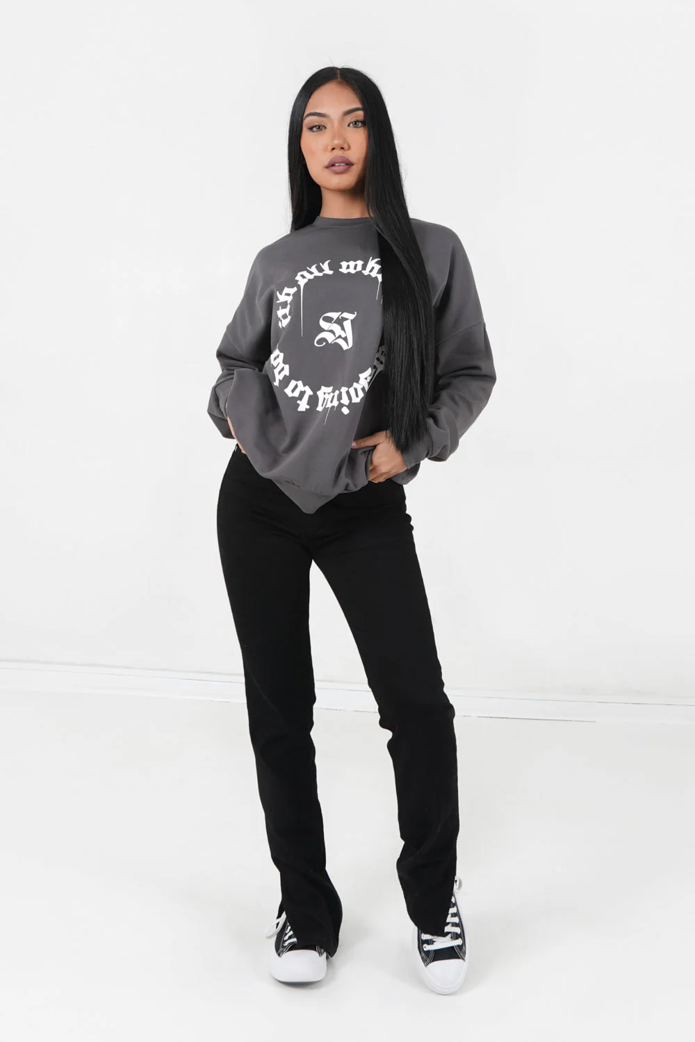Sweatshirt imprimé oversize Gris - Image 2