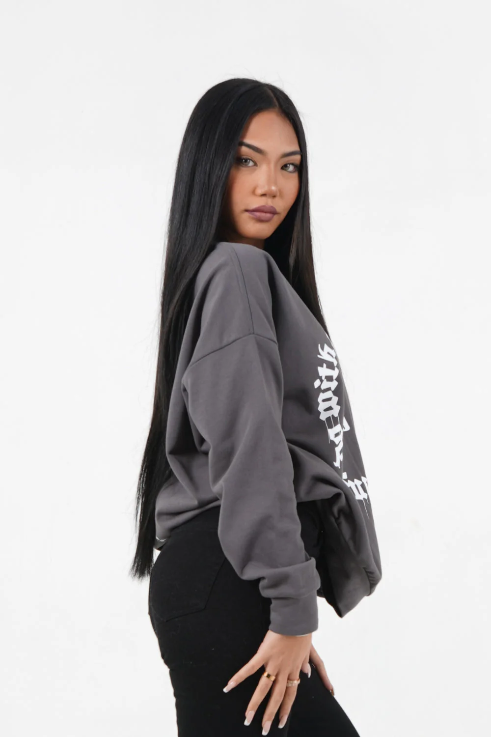 Sweatshirt imprimé oversize Gris - Image 4