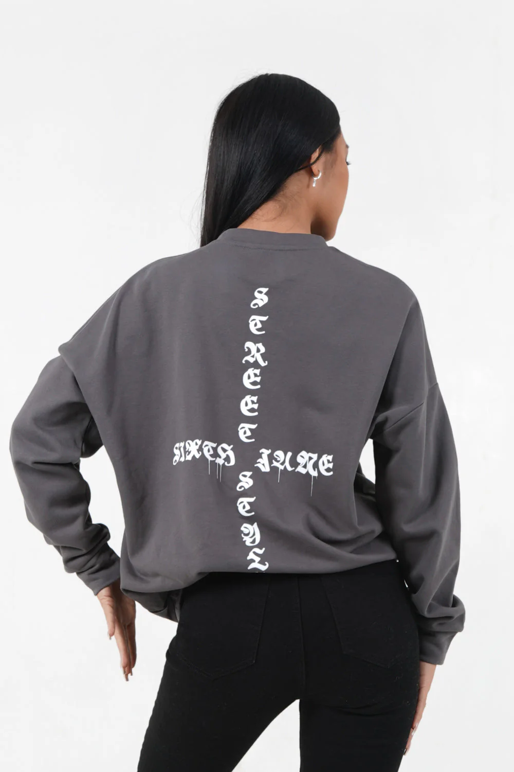 Sweatshirt imprimé oversize Gris - Image 5