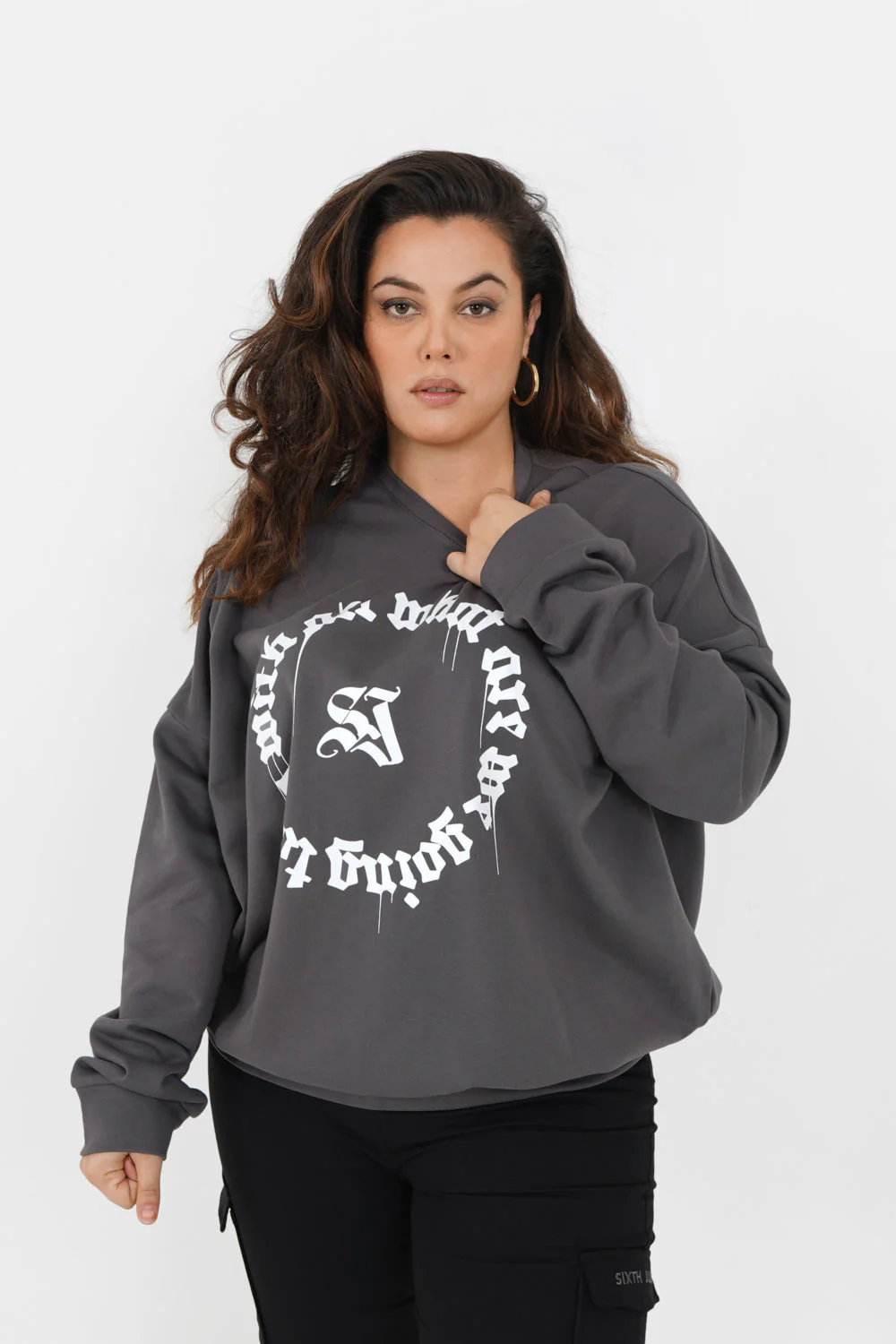 Sweatshirt imprimé oversize Gris - Image 8