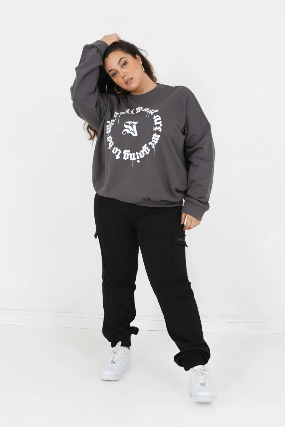 Sweatshirt imprimé oversize Gris - Image 9