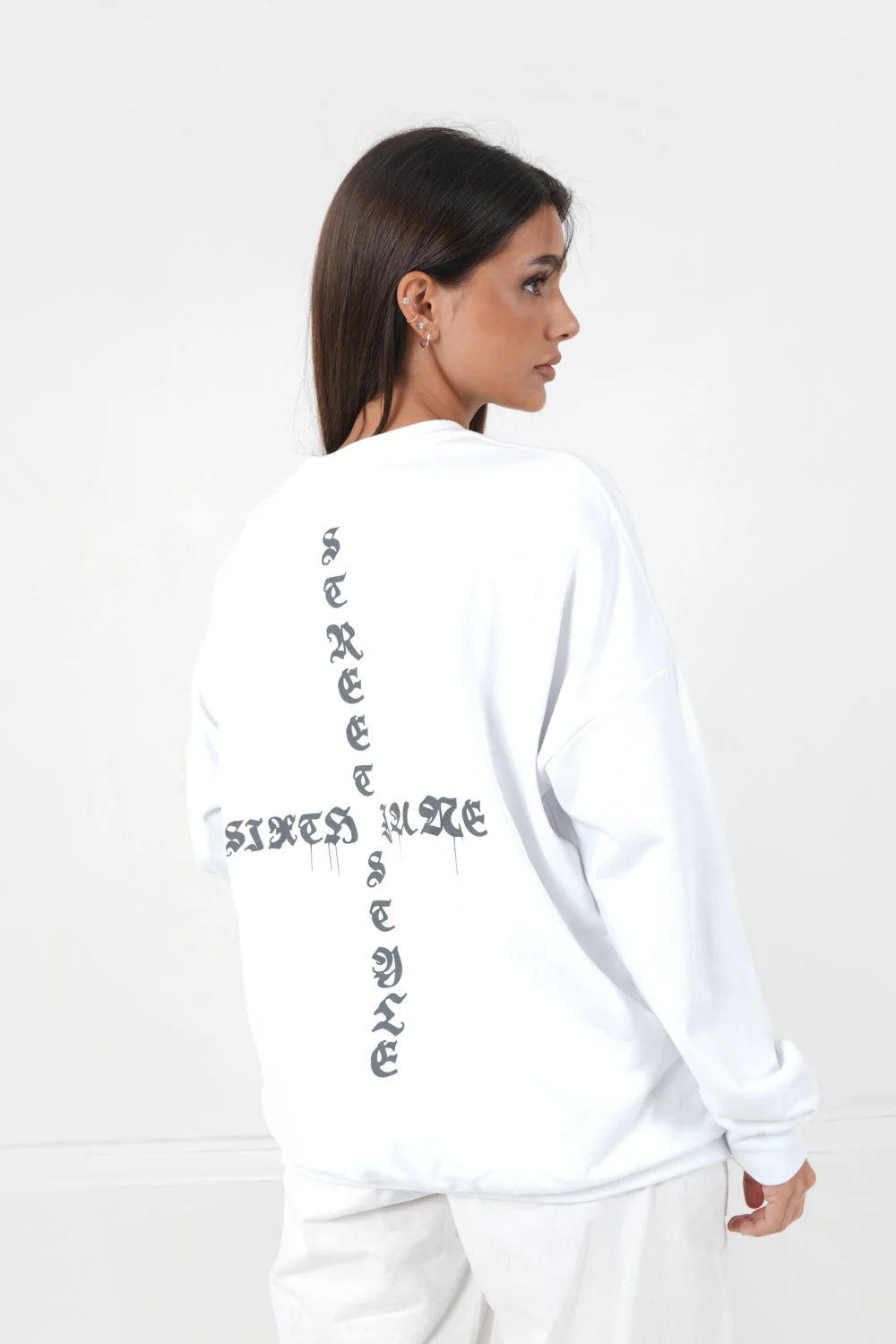 Sweatshirt imprimé oversize Blanc - Image 5