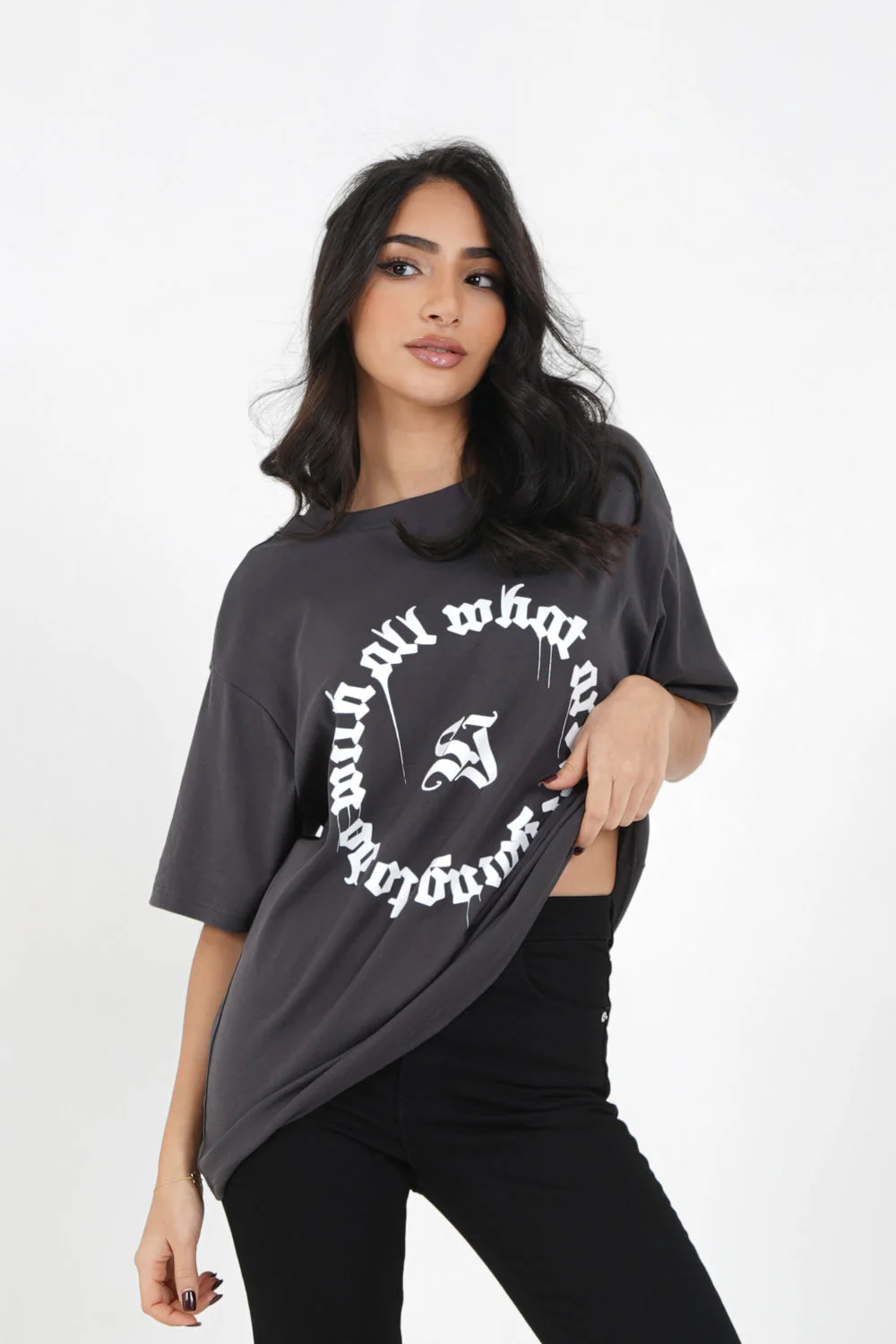 T-shirt imprimé oversize Gris - Image 5