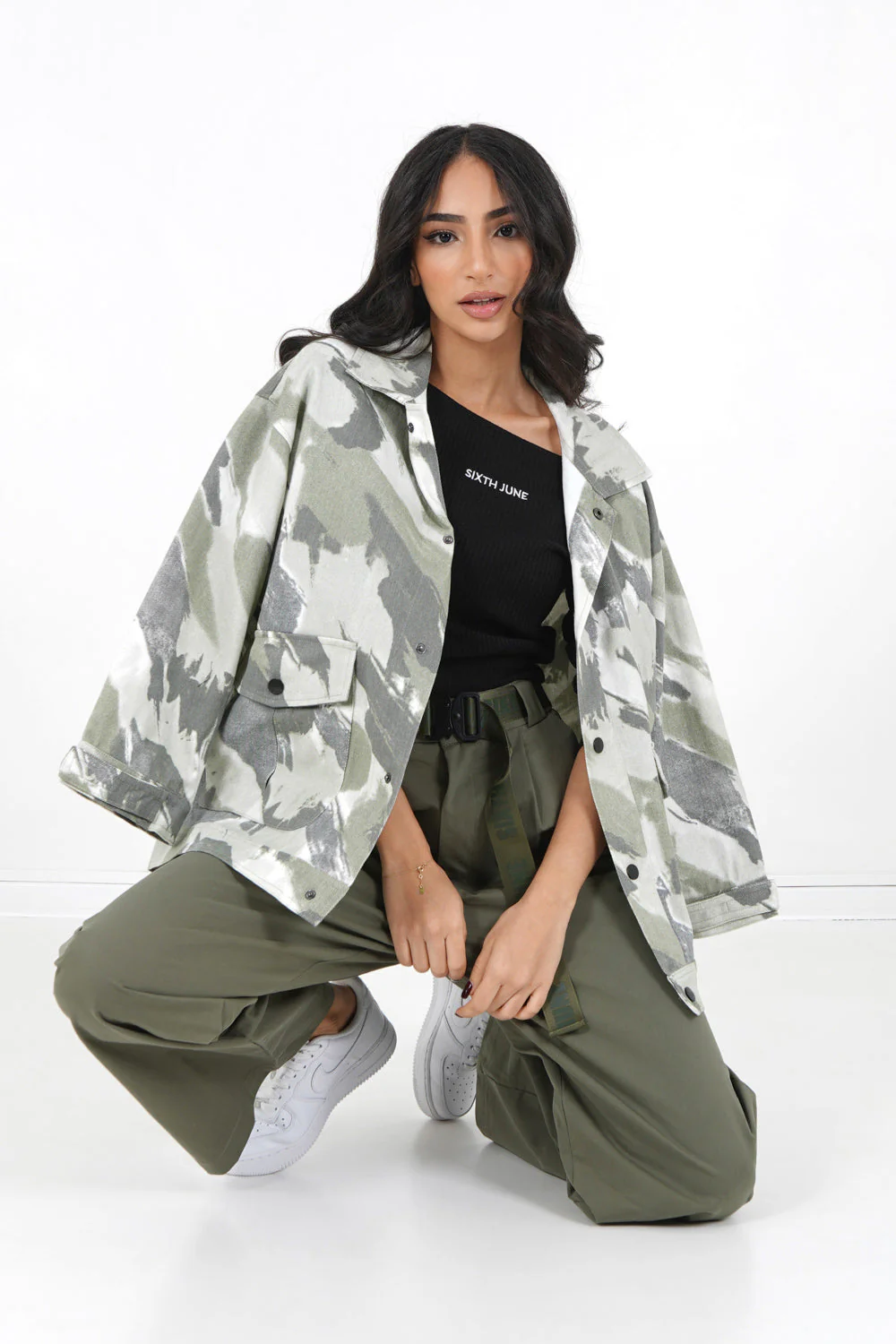 Veste camouflage oversize Vert kaki - Image 2