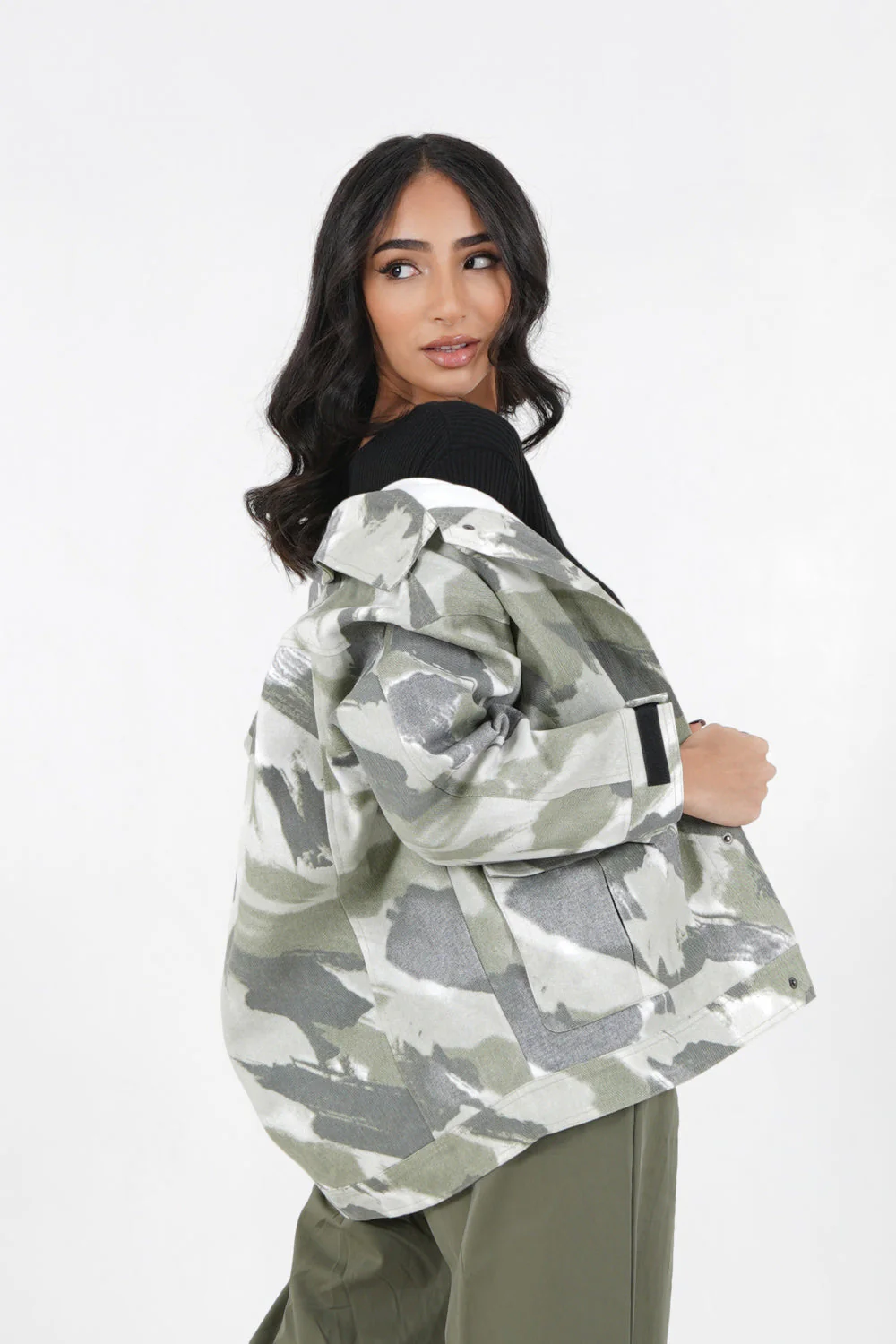 Veste camouflage oversize Vert kaki - Image 4