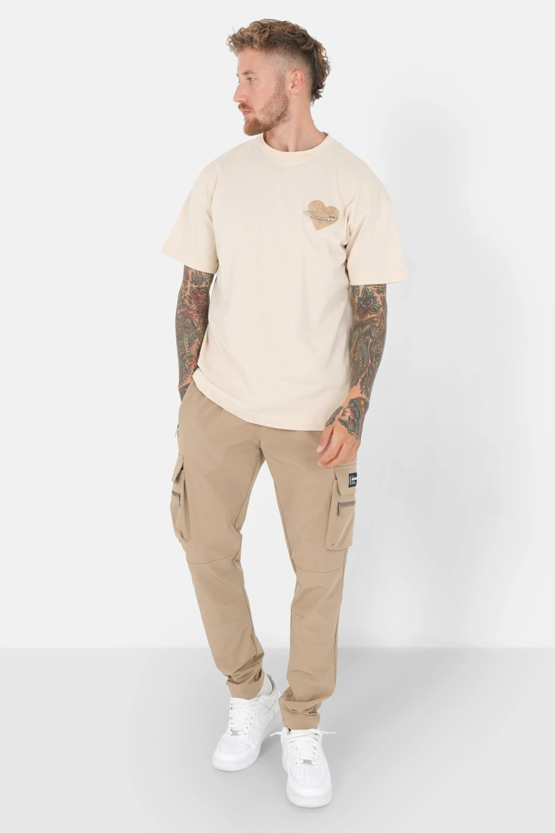 T-shirt coeur brodé Beige clair - Image 2
