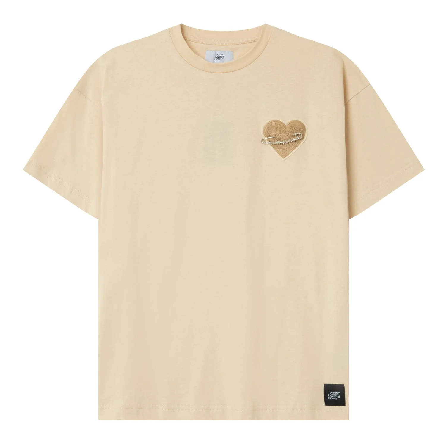 T-shirt coeur brodé Beige clair - Image 6