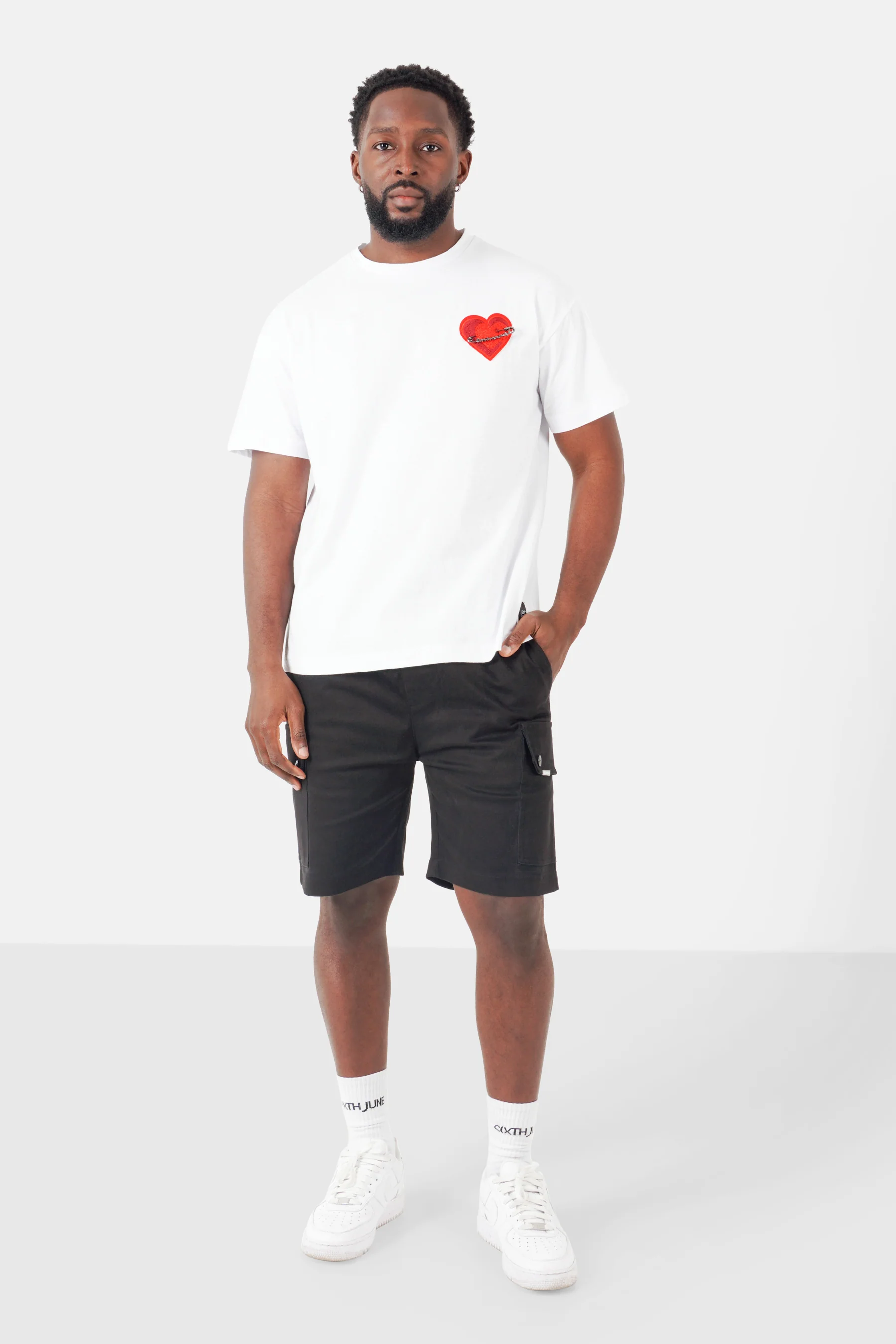 T-shirt coeur brodé Blanc - Image 2