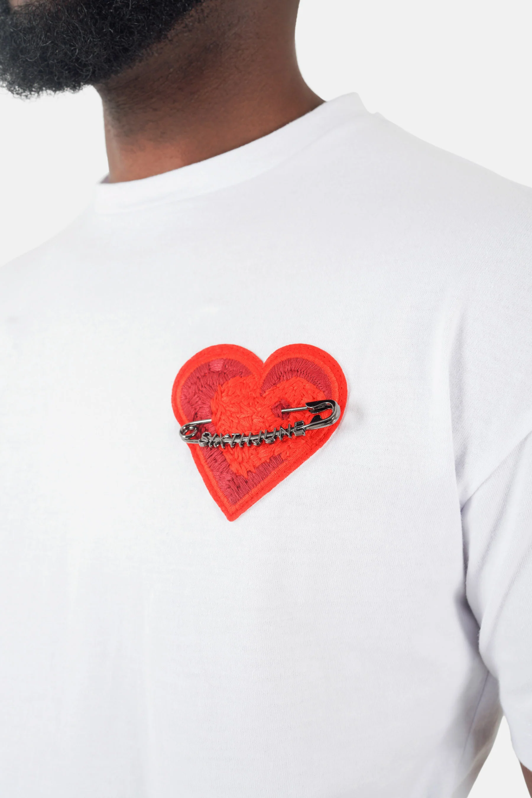 T-shirt coeur brodé Blanc - Image 3
