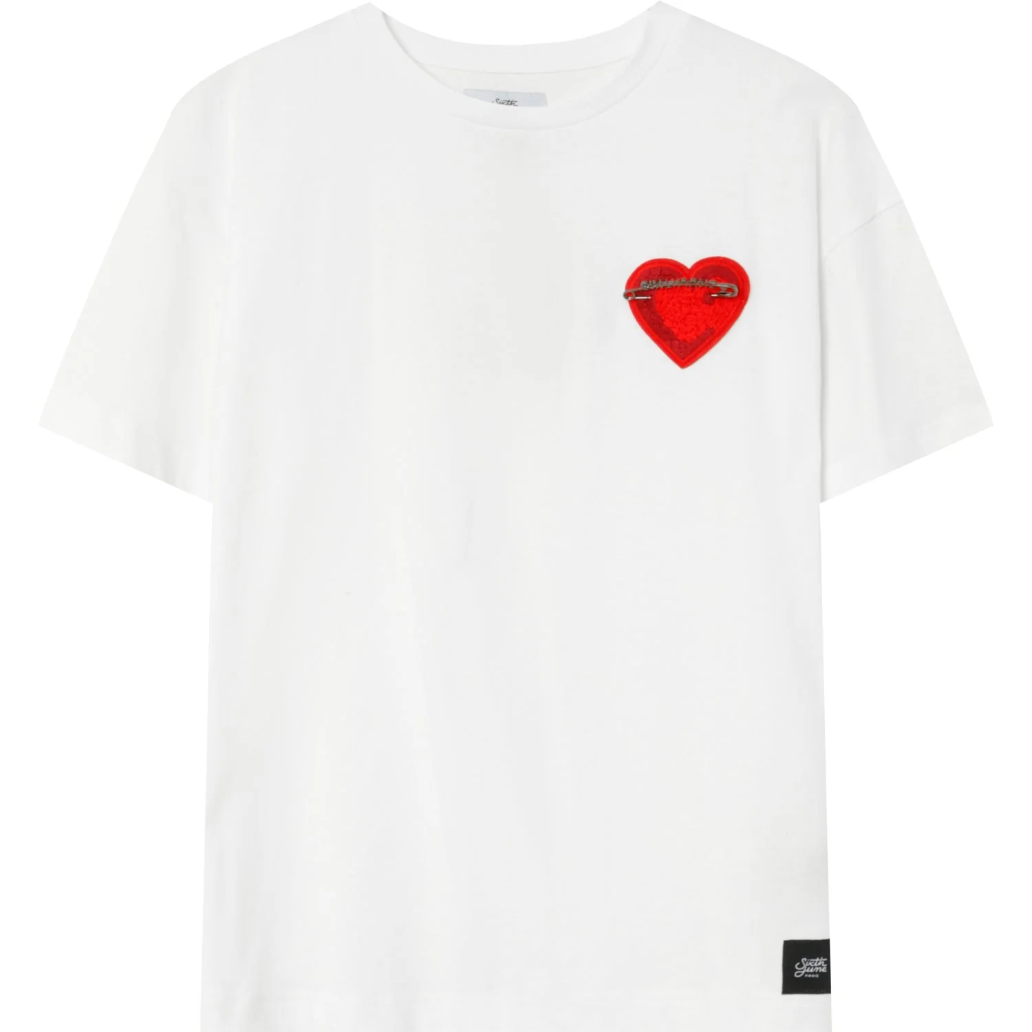 T-shirt coeur brodé Blanc - Image 7