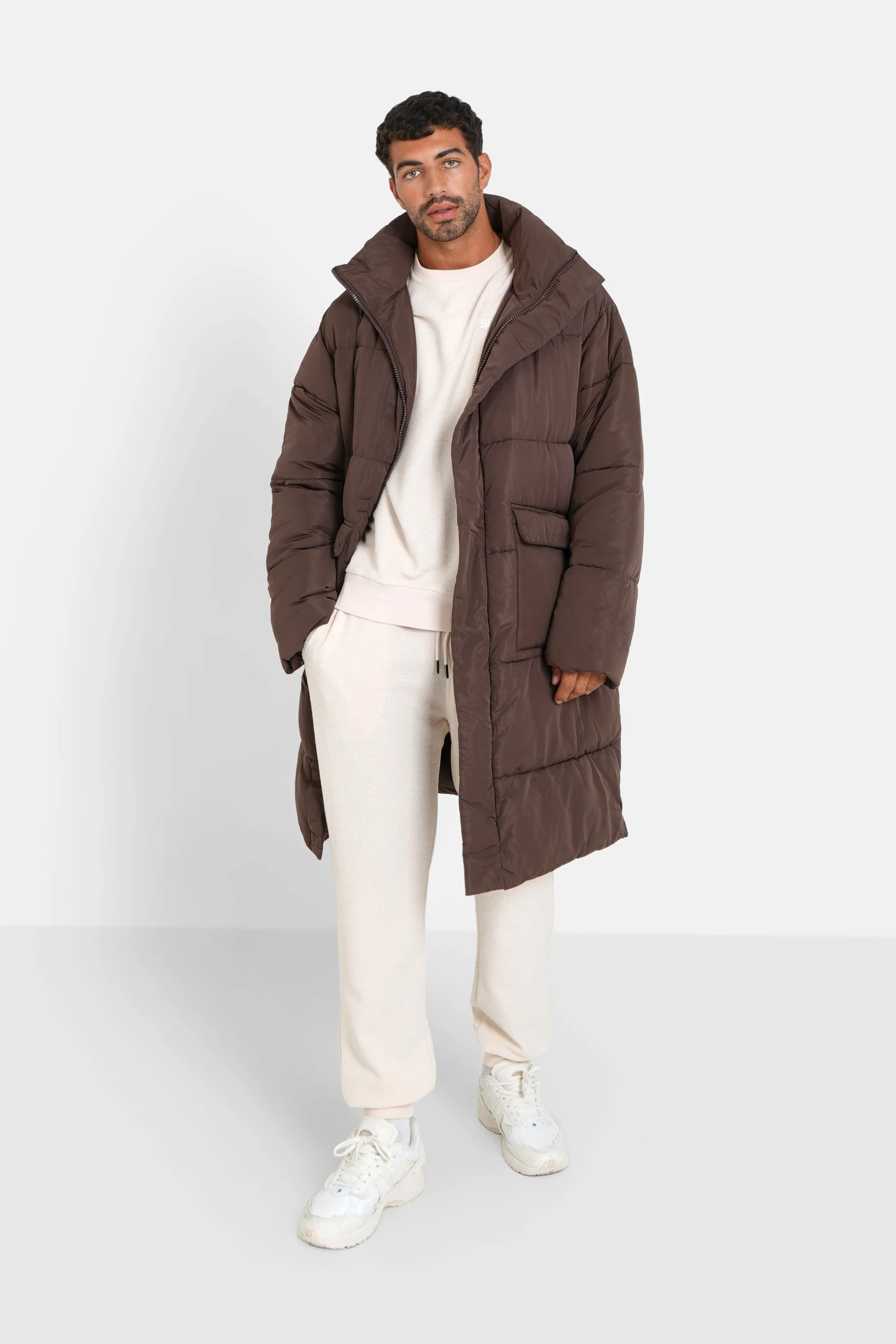 Doudoune longue oversize Marron - Image 2