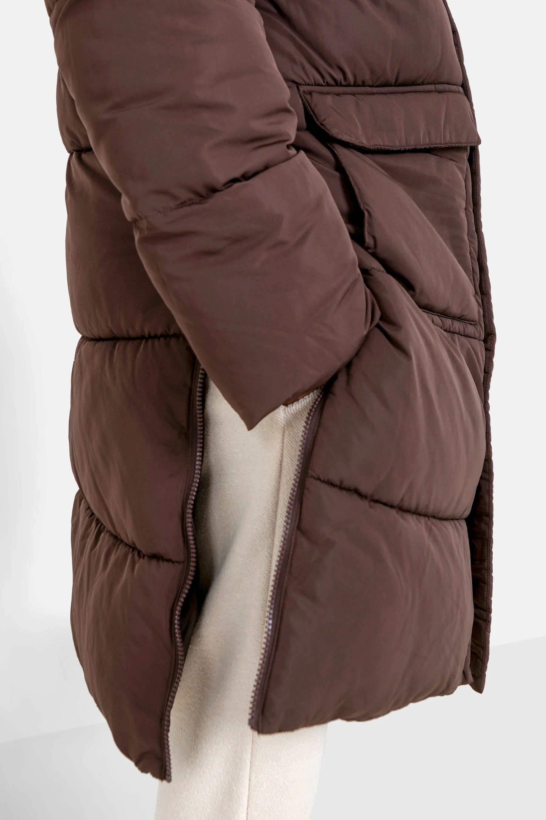 Doudoune longue oversize Marron - Image 3