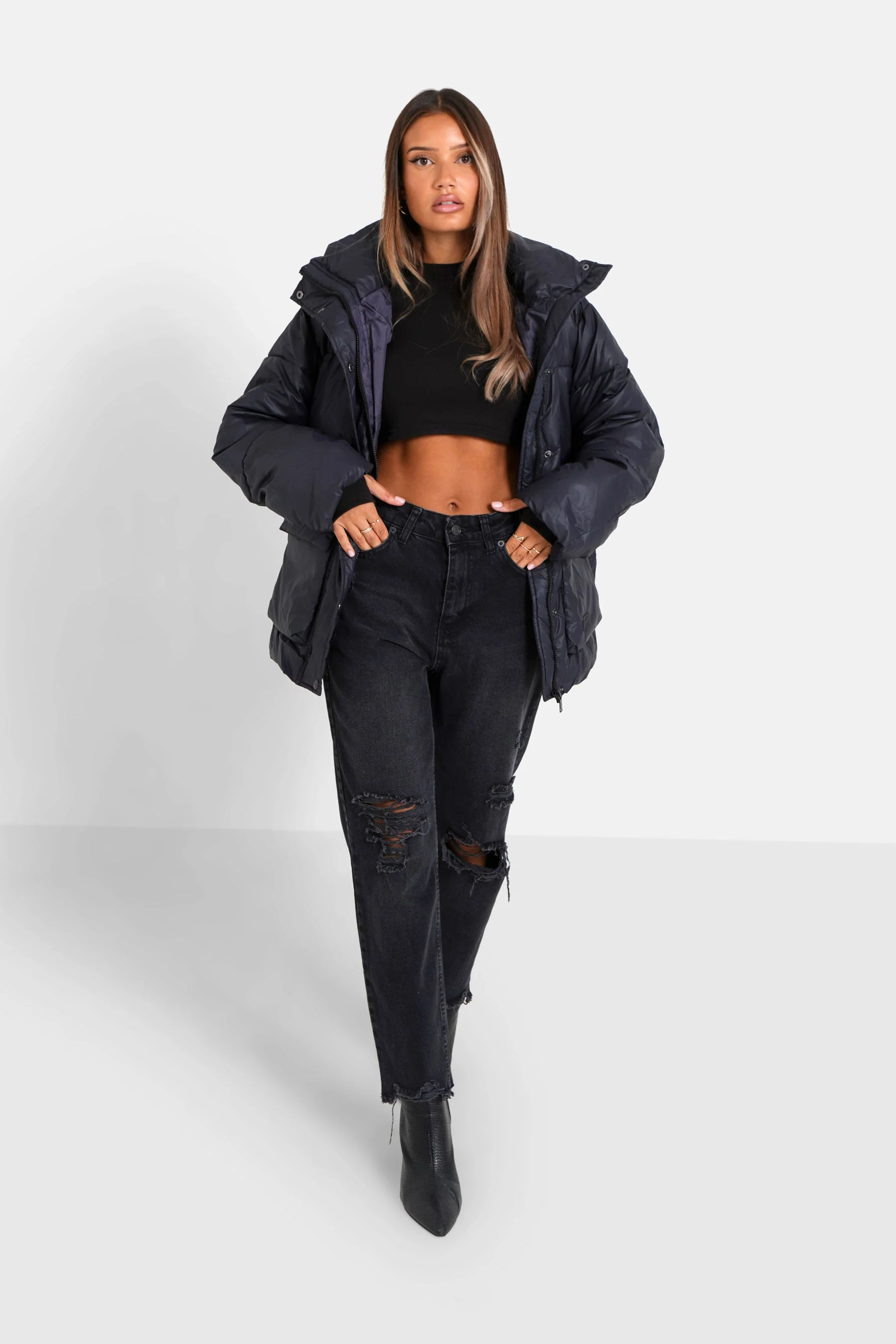Doudoune oversize matte Noire - Image 2