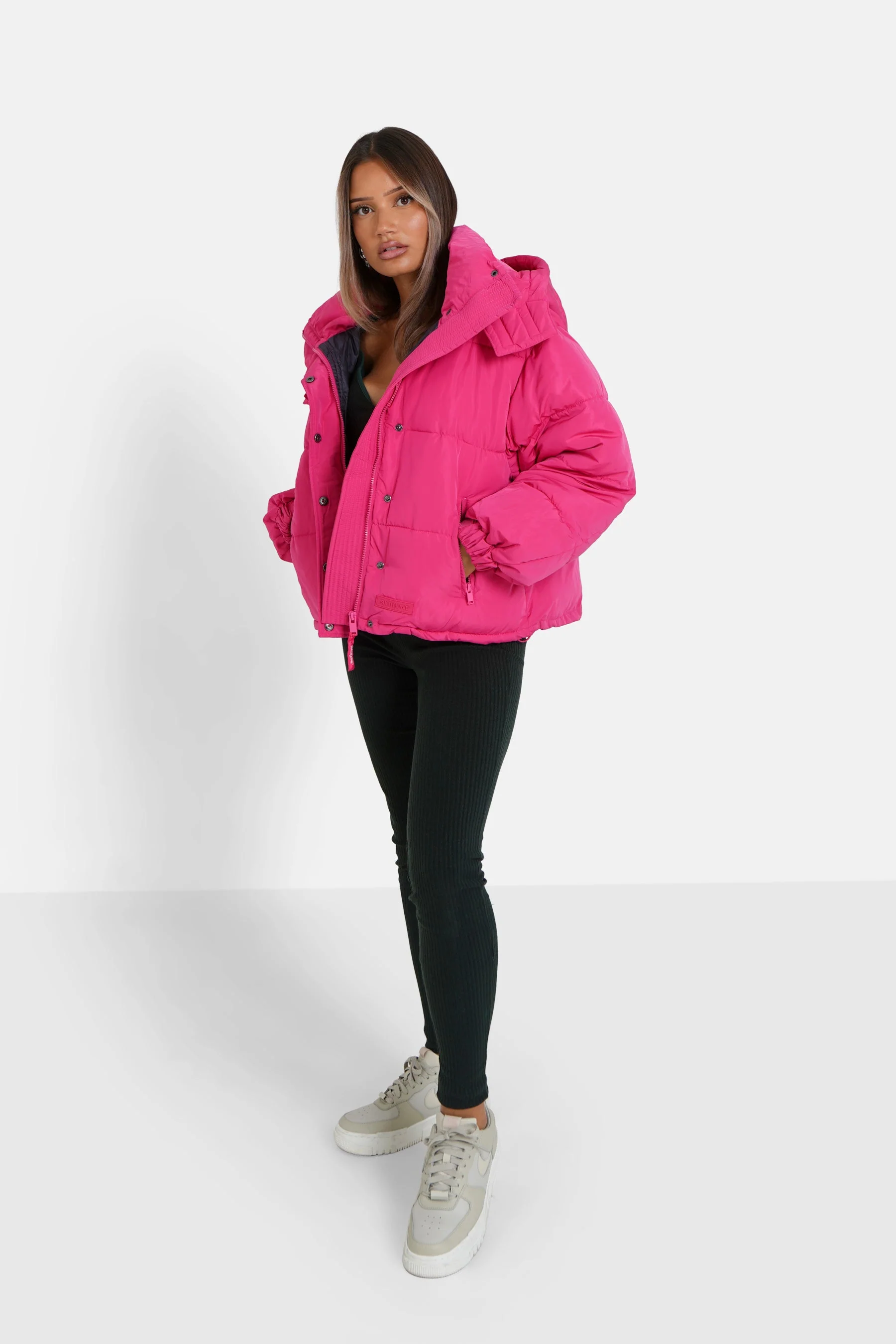 Doudoune courte matelassé capuche Rose - Image 2