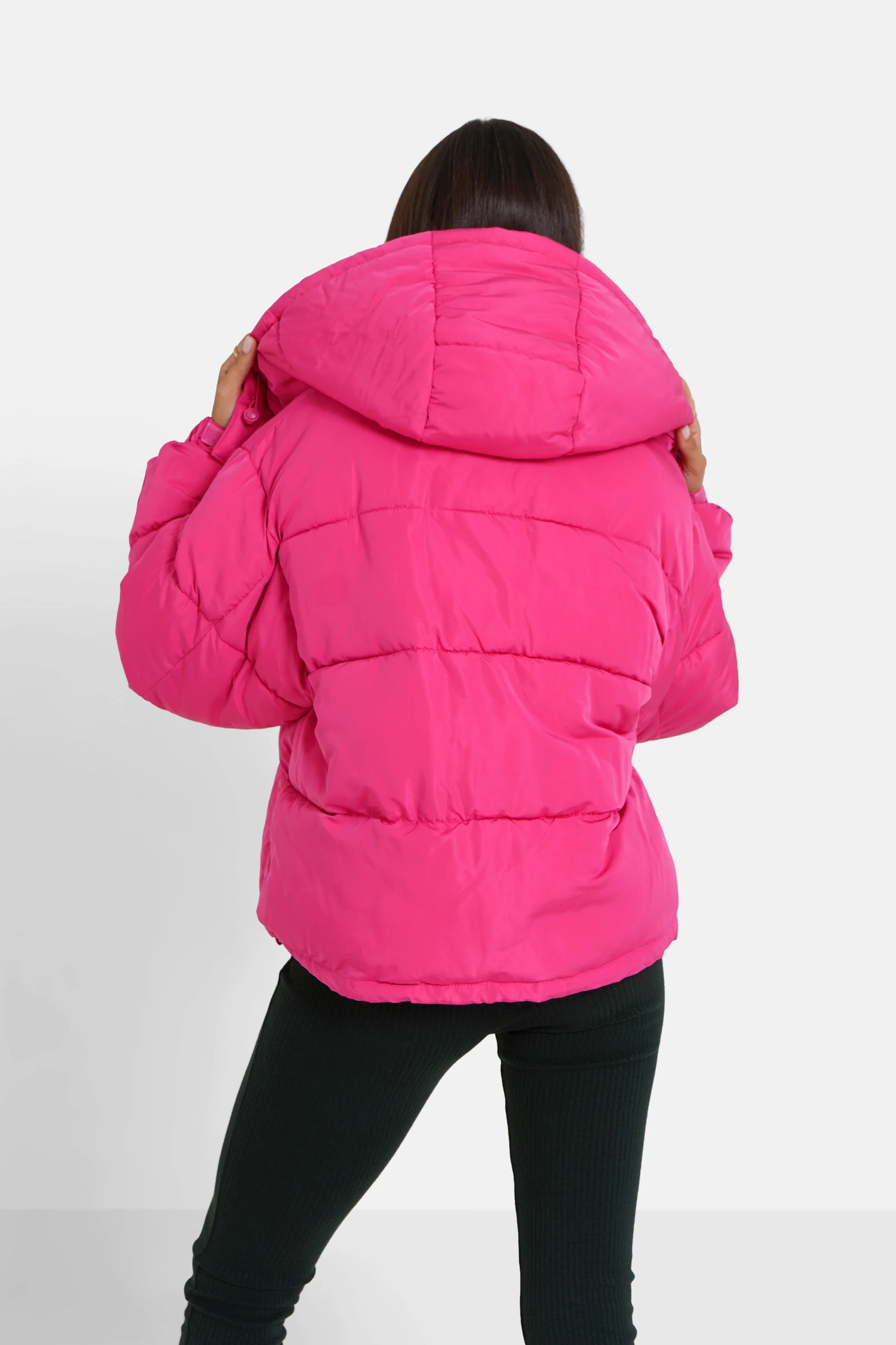 Doudoune courte matelassé capuche Rose - Image 5