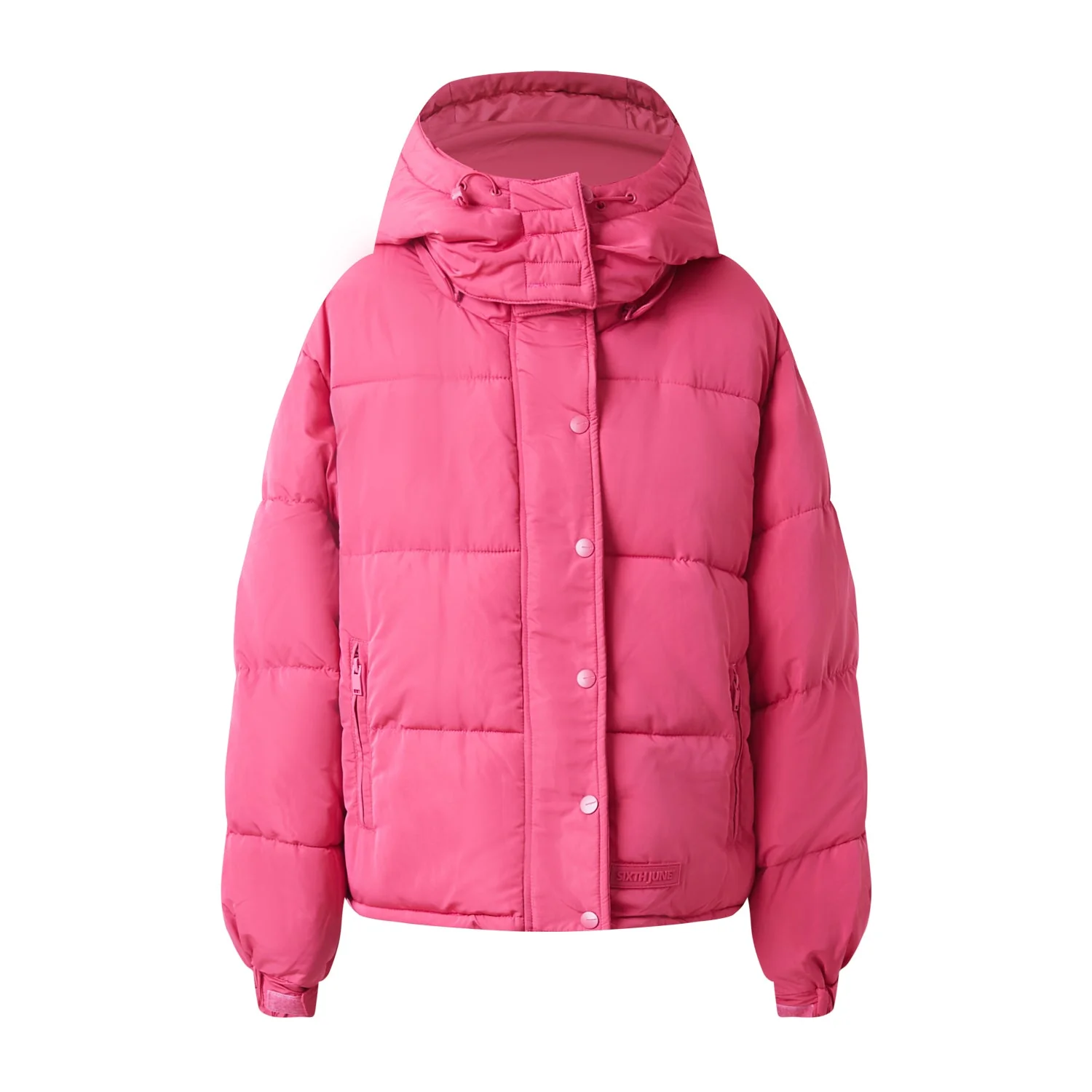 Doudoune courte matelassé capuche Rose - Image 6