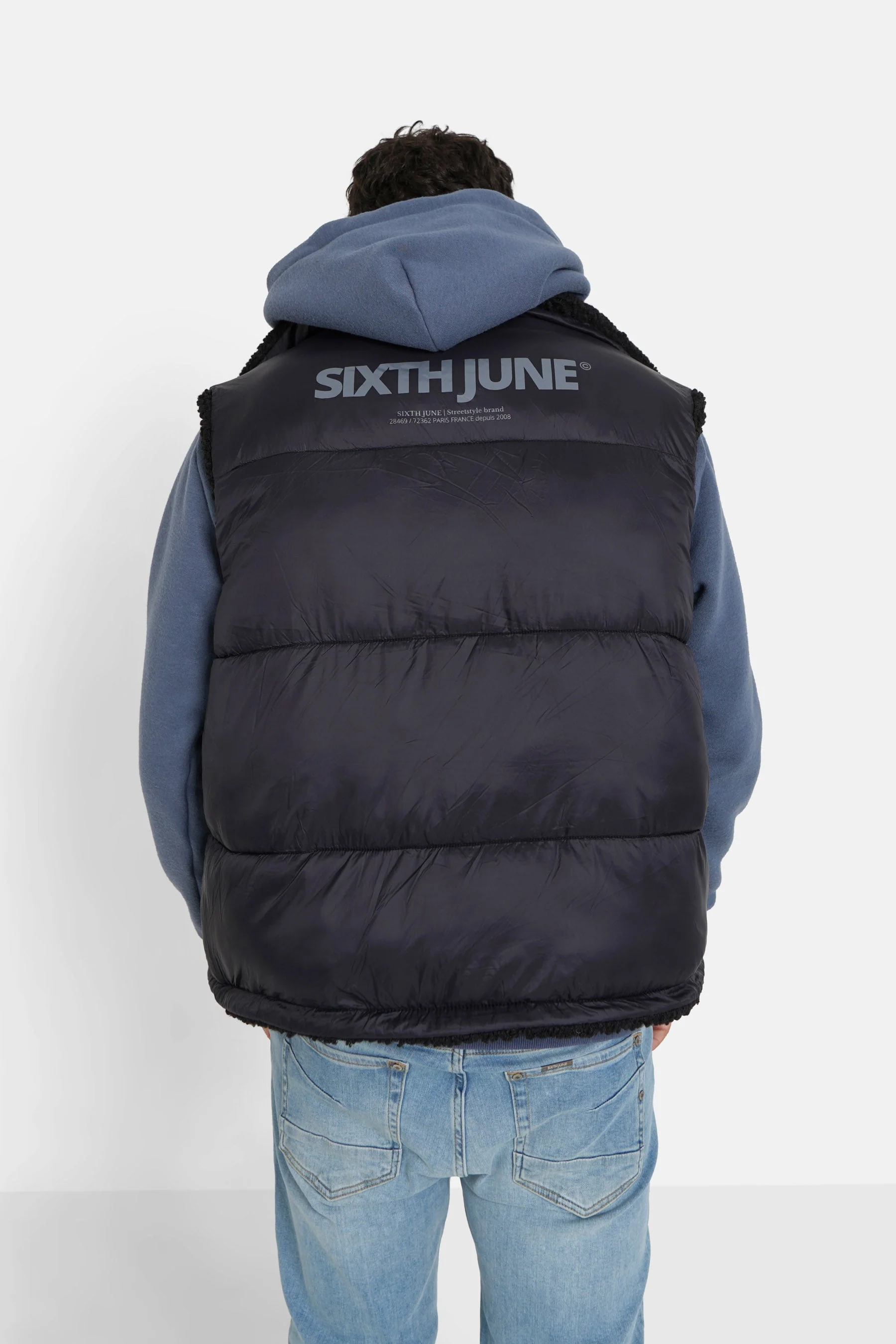 Doudoune sans manches reversible sherpa Noir - Image 5