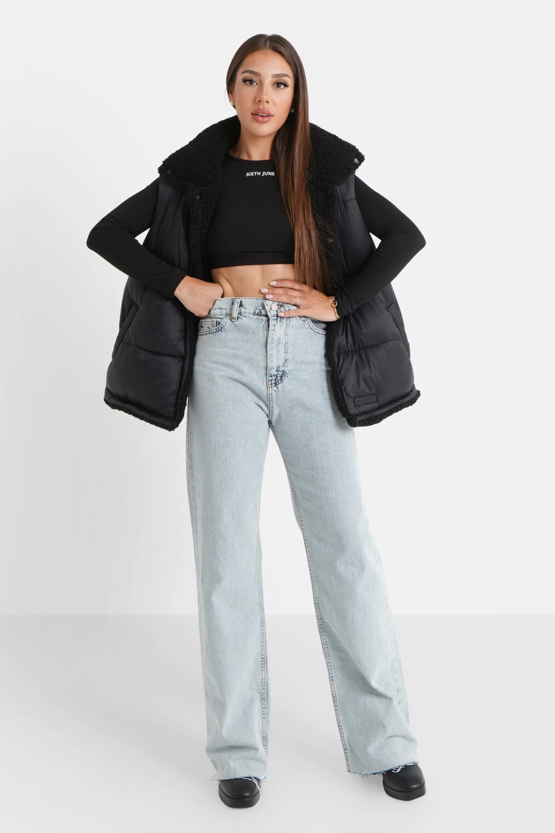 Doudoune sans manches reversible sherpa Noir - Image 6