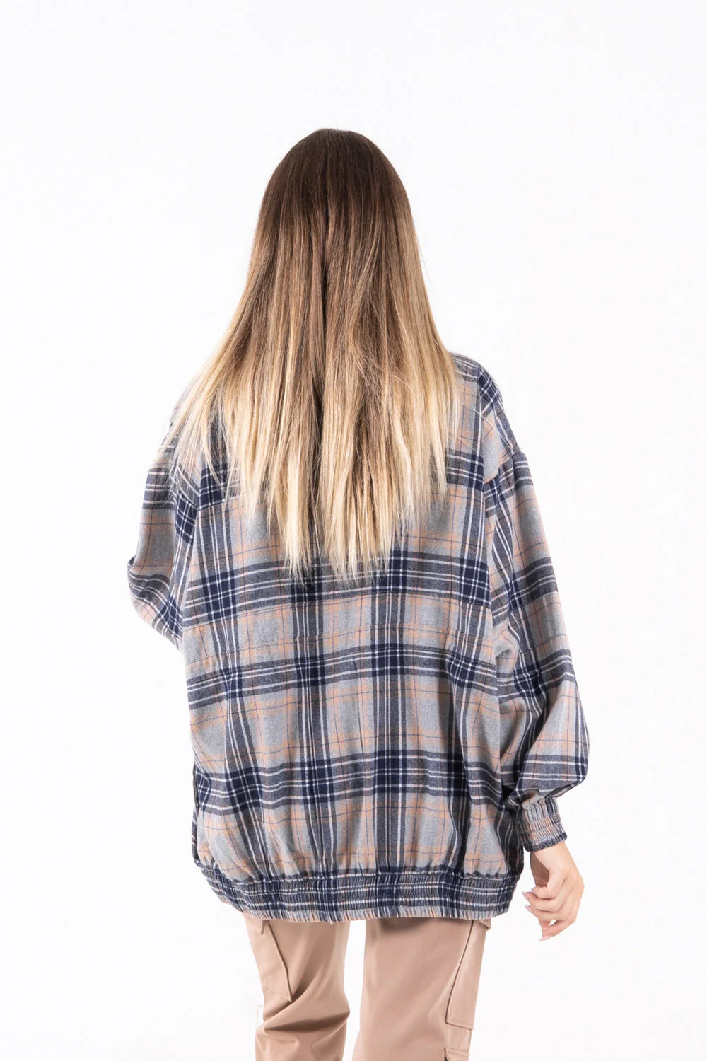 Veste large tartan Beige - Image 5