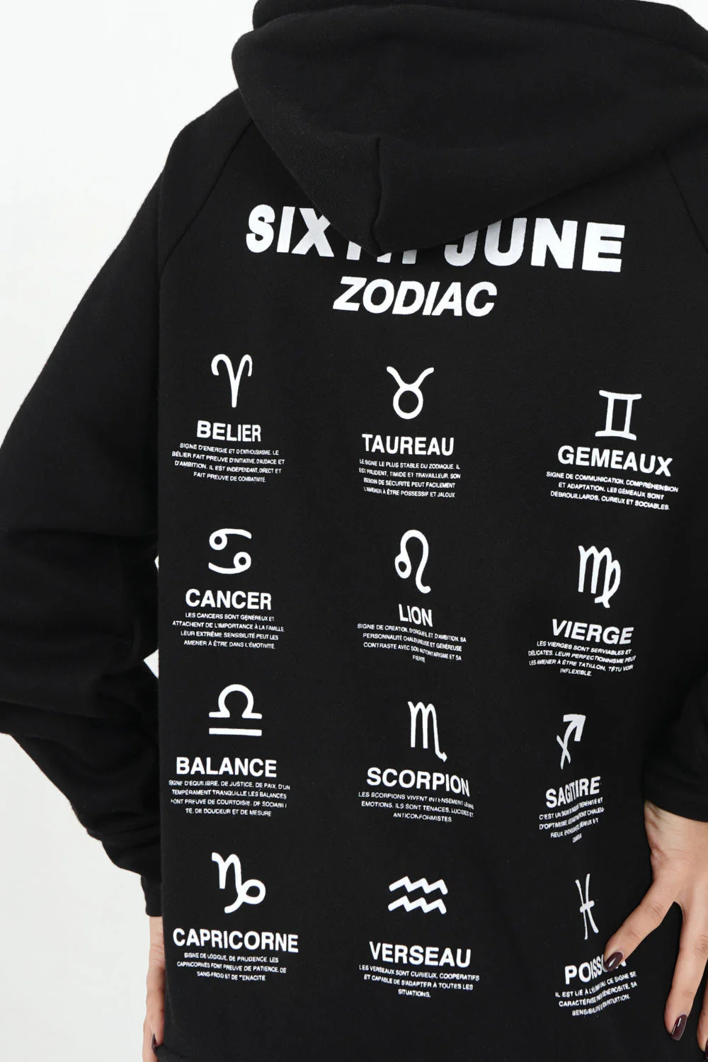 Sweat capuche signes zodiaque Noir - Image 3