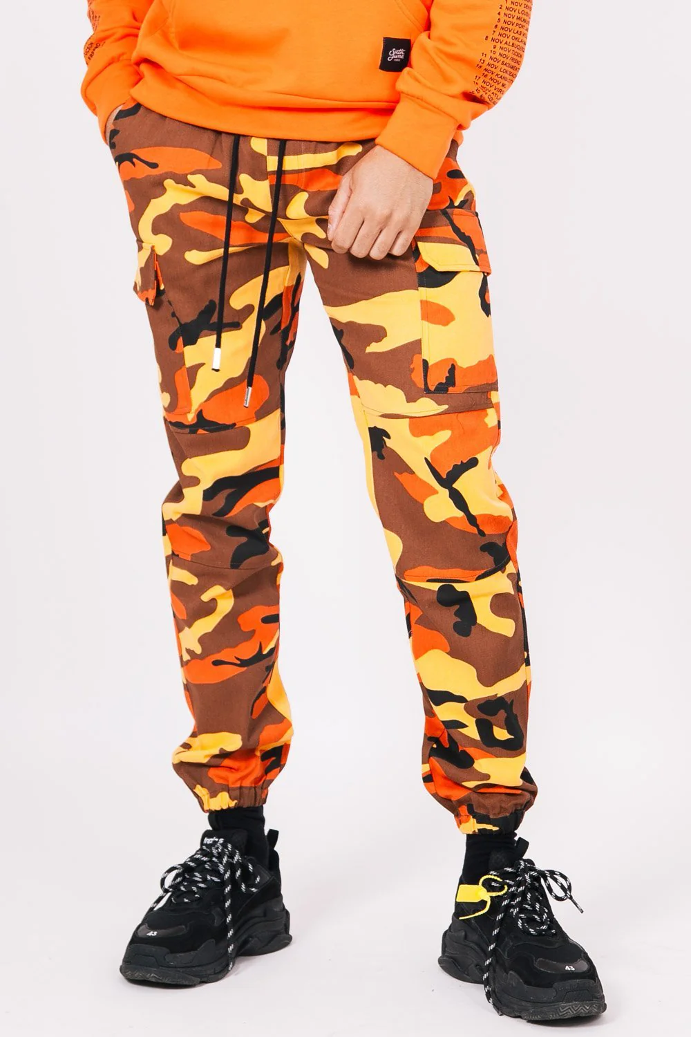 Pantalon cargo camouflage orange - Image 2