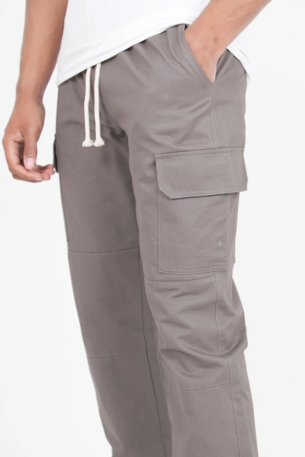 Pantalon cargo cordons Gris - Image 3