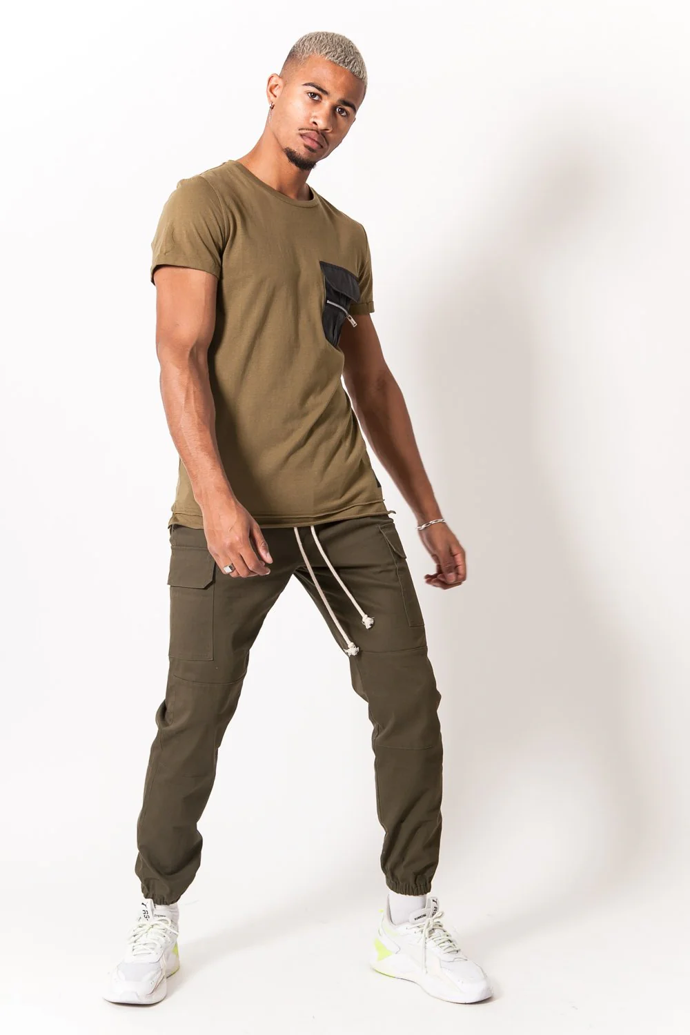 Pantalon cargo cordons Vert kaki - Image 2