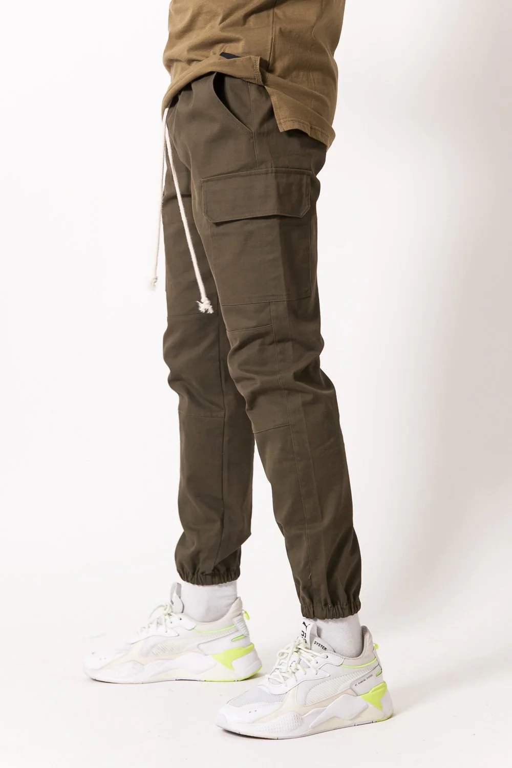 Pantalon cargo cordons Vert kaki - Image 4
