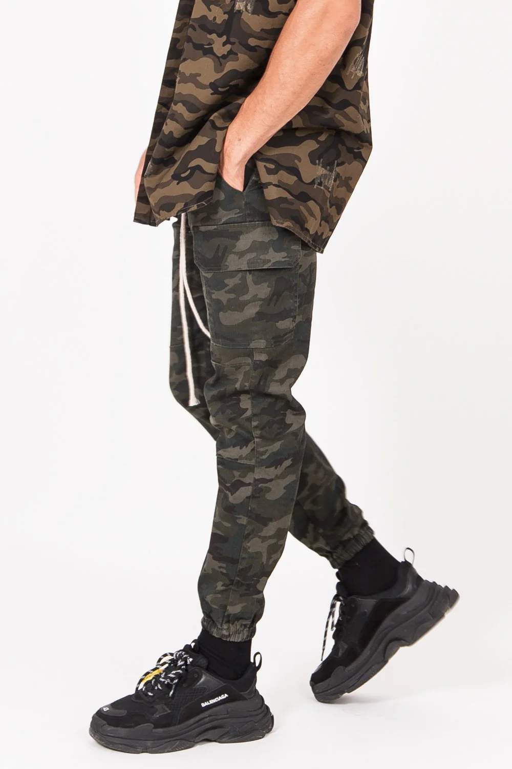 Pantalon cargo cordons Vert kaki - Image 3