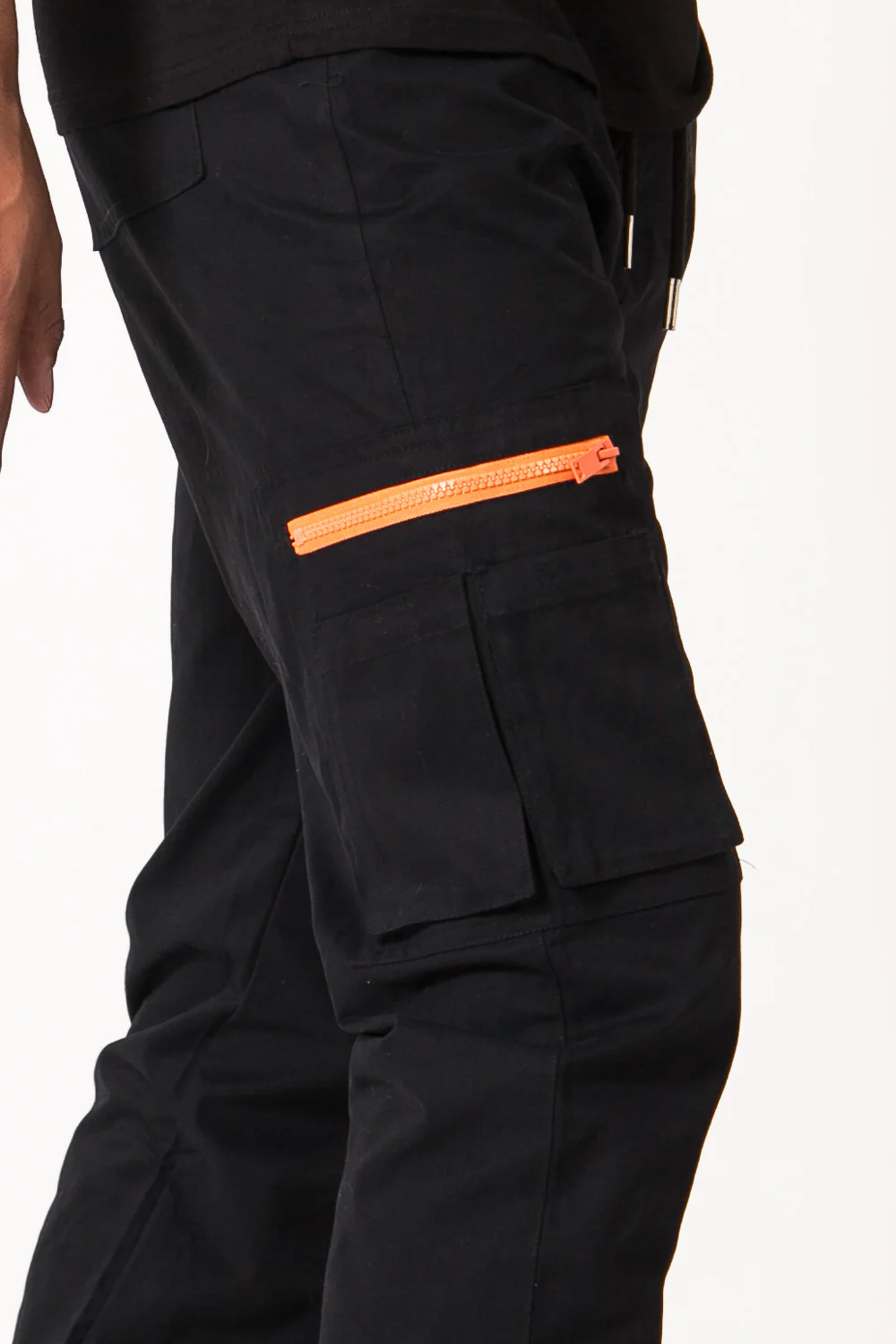 Pantalon cargo empiècement orange Noir - Image 3