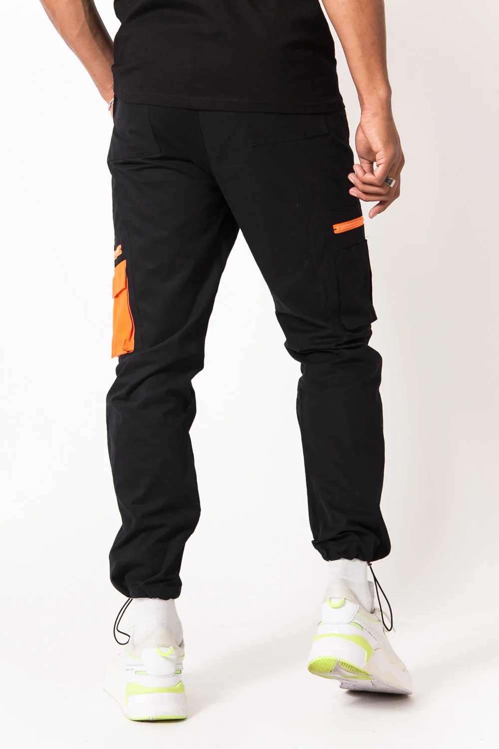 Pantalon cargo empiècement orange Noir - Image 5