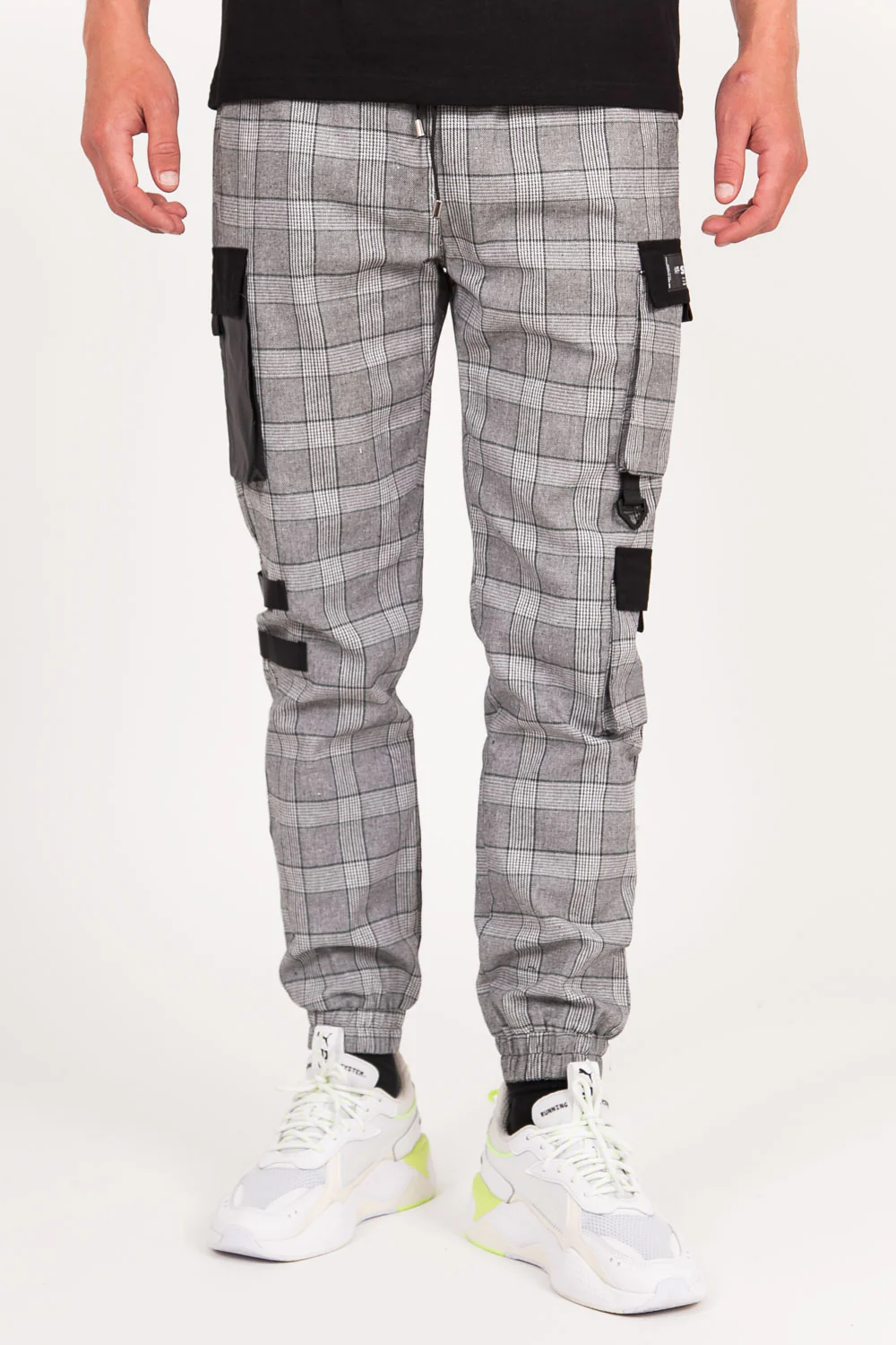 Pantalon cargo Prince de Galles noir - Image 2