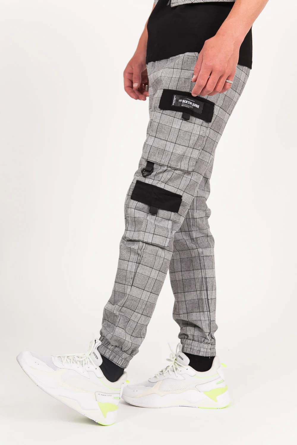Pantalon cargo Prince de Galles noir - Image 4