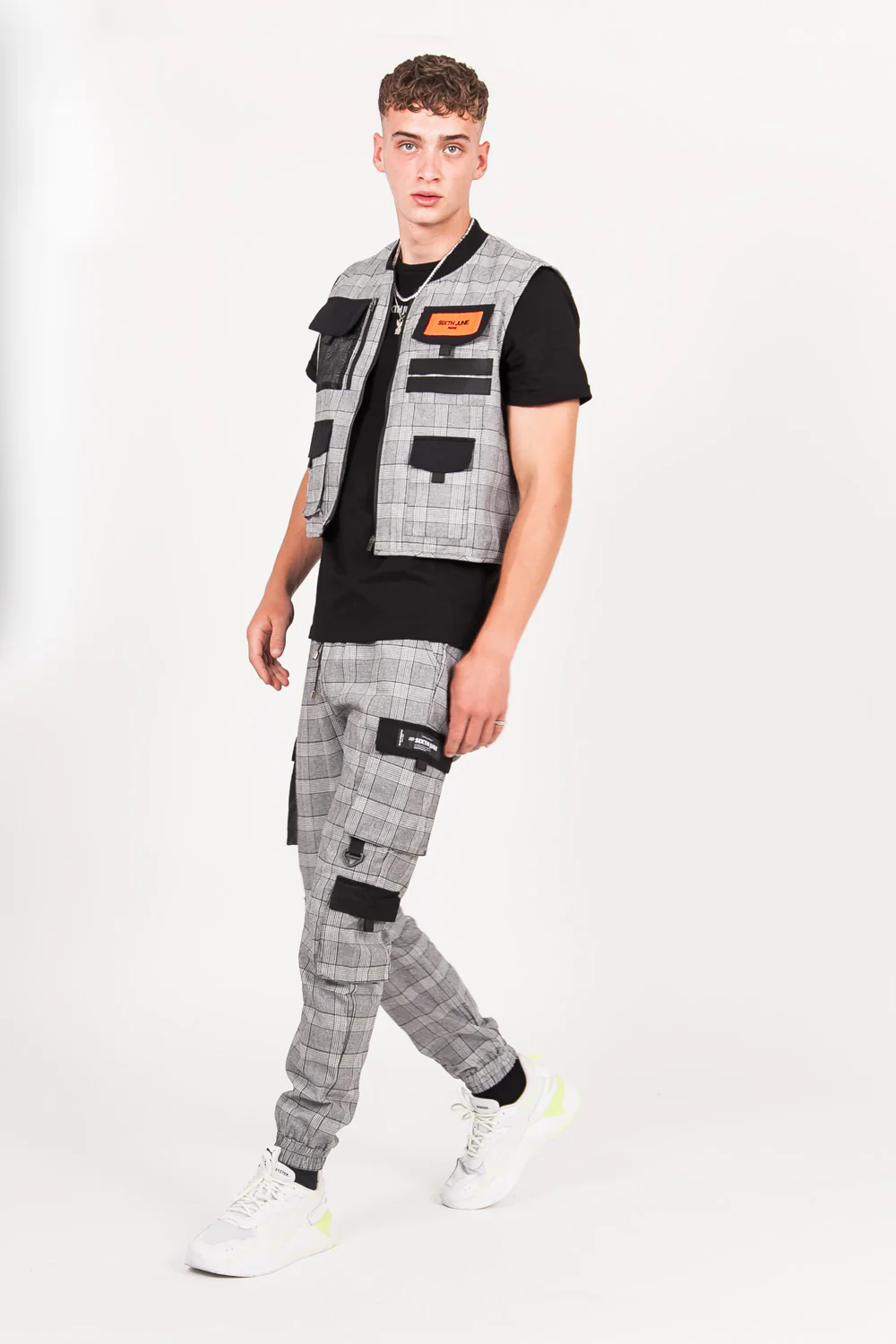 Pantalon cargo Prince de Galles noir - Image 6