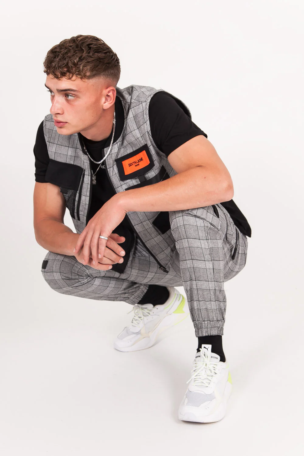 Pantalon cargo Prince de Galles noir - Image 7