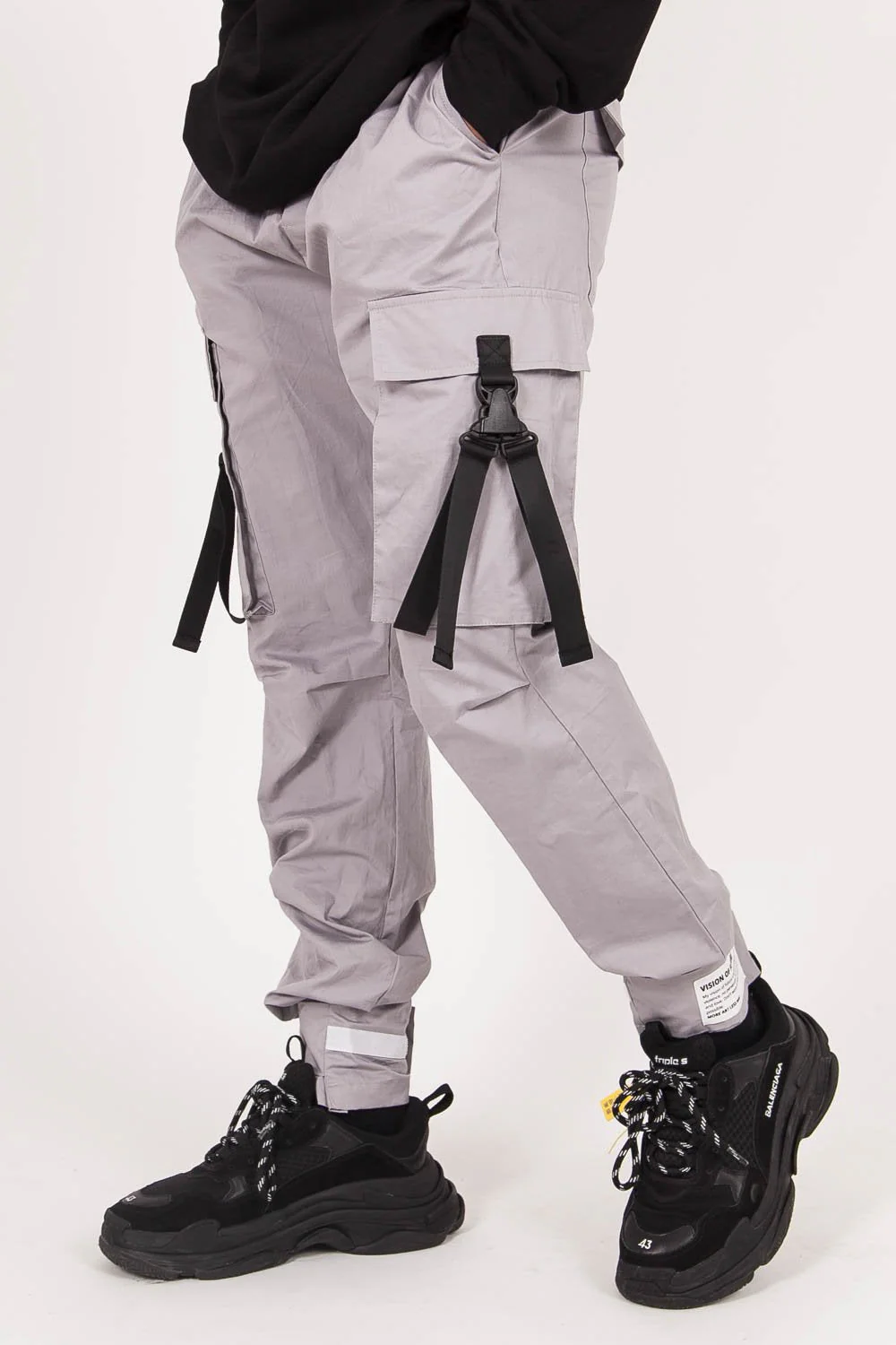 Pantalon cargo sangles Gris - Image 4