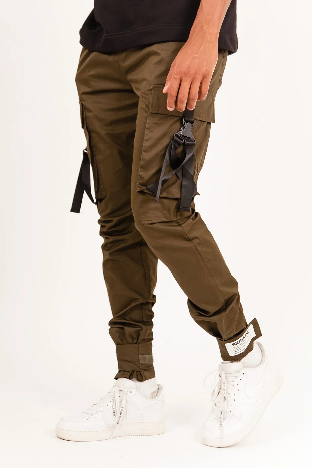 Pantalon cargo sangles Vert kaki - Image 2