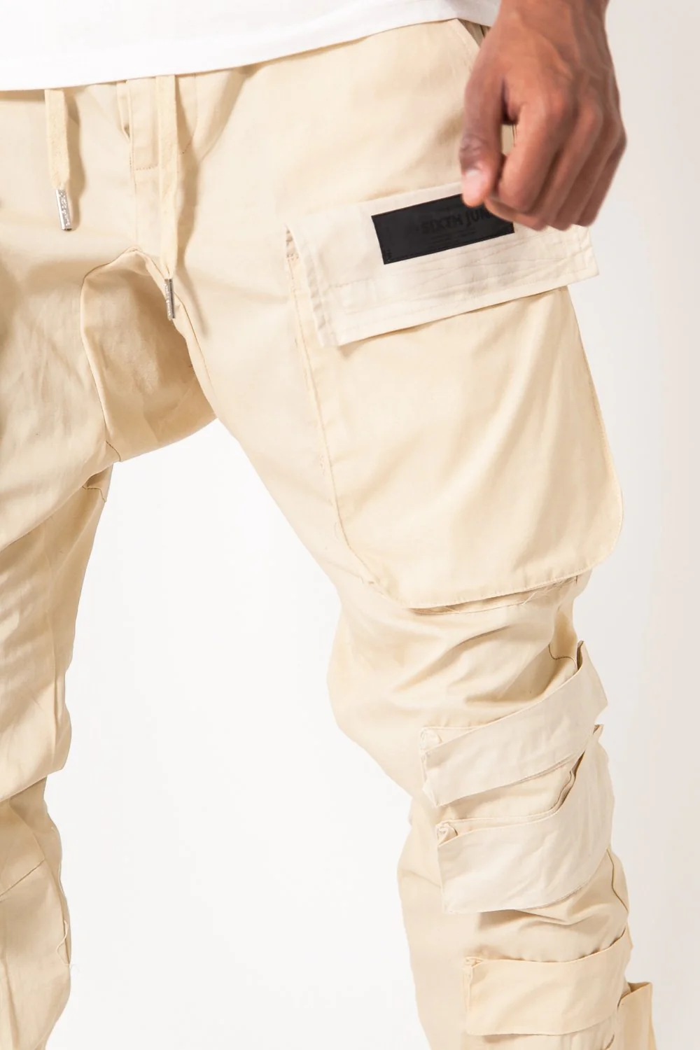 Pantalon cargo tactique large Beige - Image 3