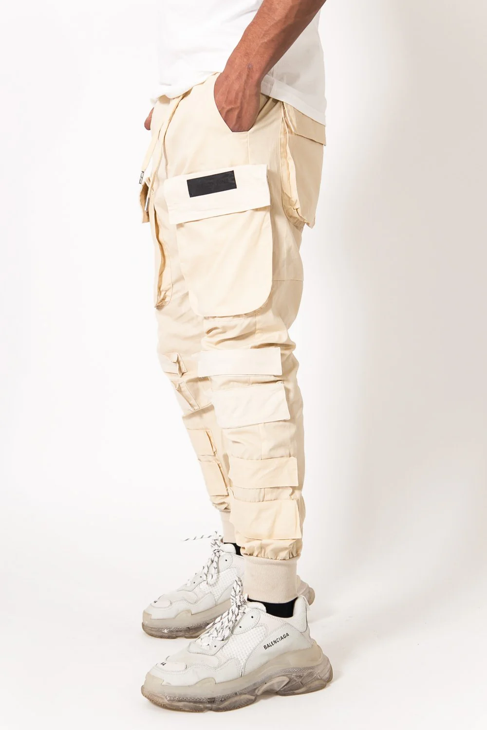Pantalon cargo tactique large Beige - Image 4