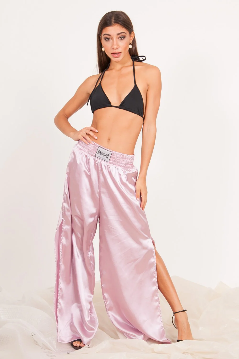 Pantalon évasé boxe logo rose - Image 2