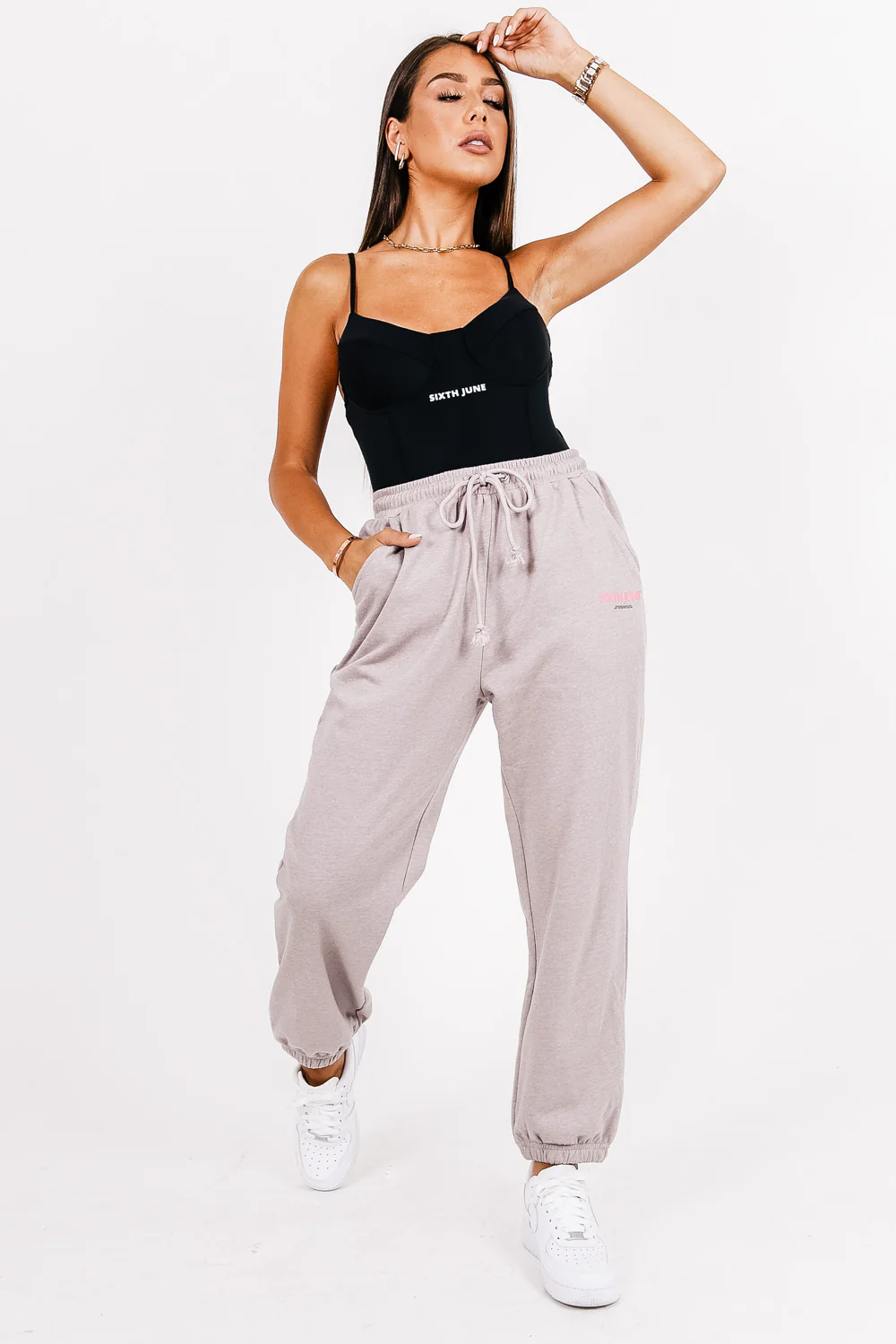 Pantalon Jogging logo beige - Image 4