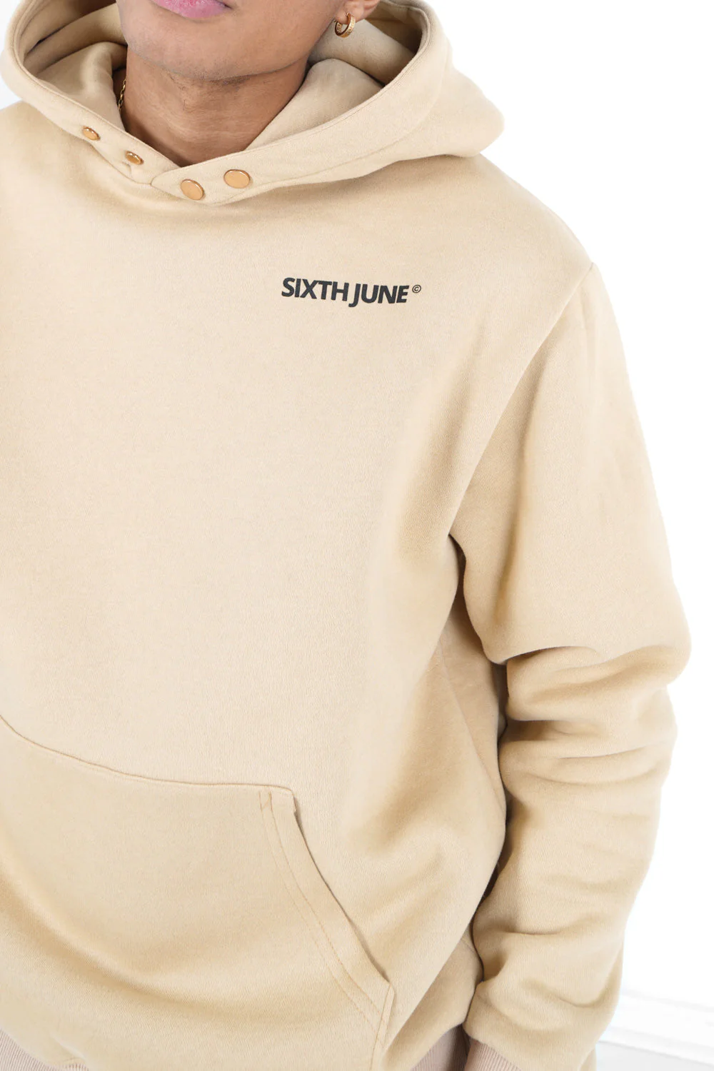 Sweatshirt capuche grand logo Beige - Image 3