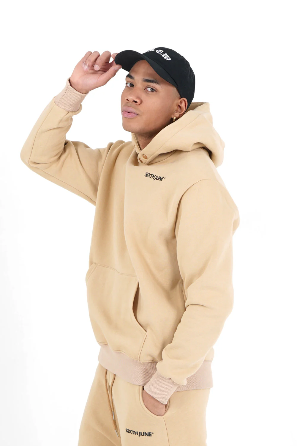 Sweatshirt capuche grand logo Beige - Image 4