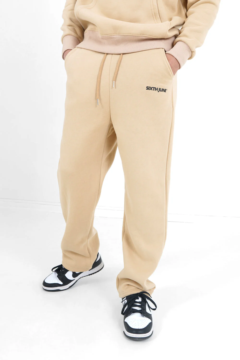 Jogging droit logo Beige